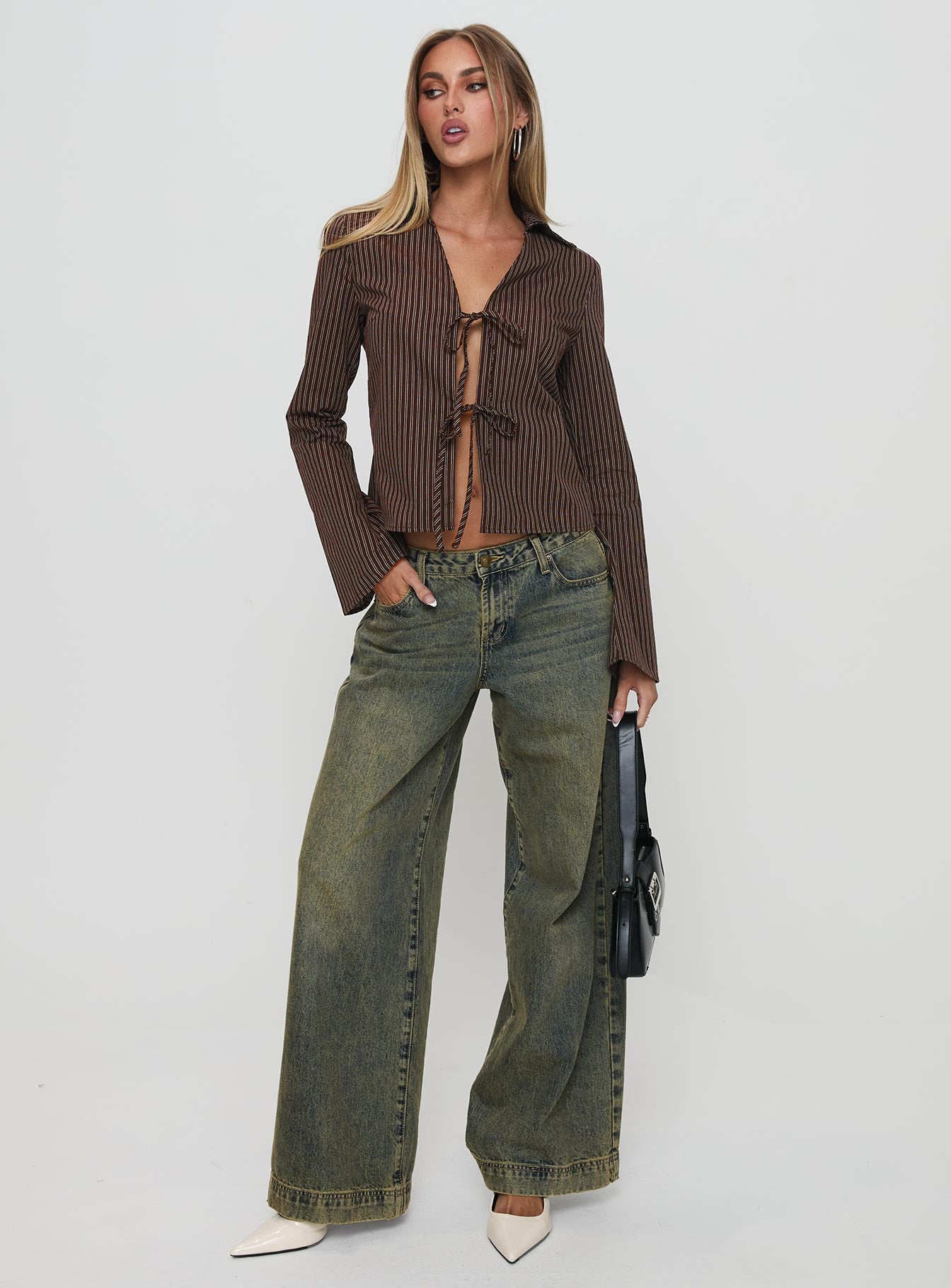 Rozetti Long Sleeve Top Brown Stripe、mySite、solidvoid