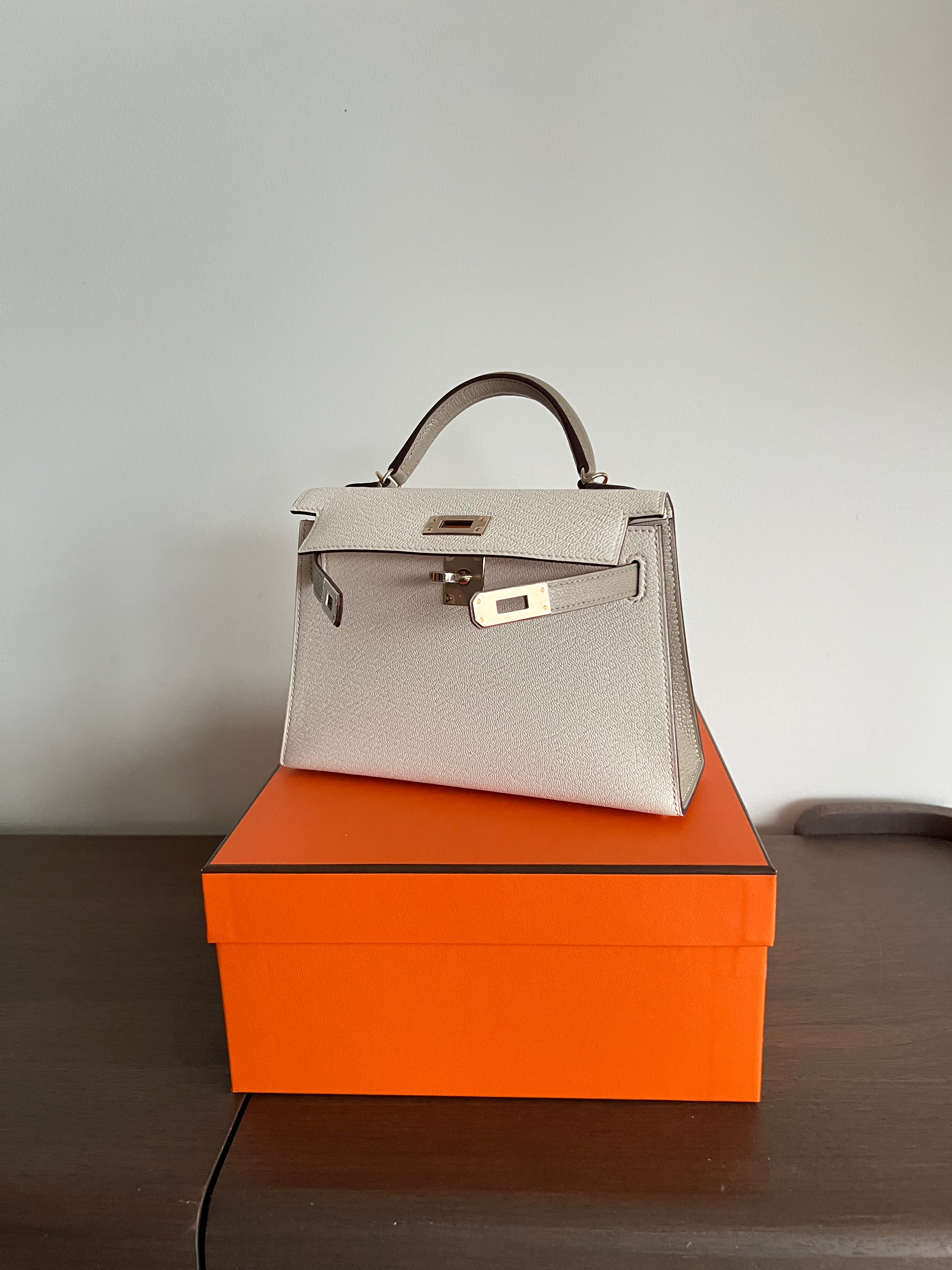 Hermès Mini Kelly 20 HSS Nata & Gris Tourterelle Chevre Mysore Permabrass、mySite、garminoutage.com