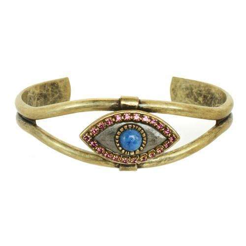 Michal Golan Gray Evil Eye Cuff Bracelet with Lapis Lazuli Center、mySite、topwebapps