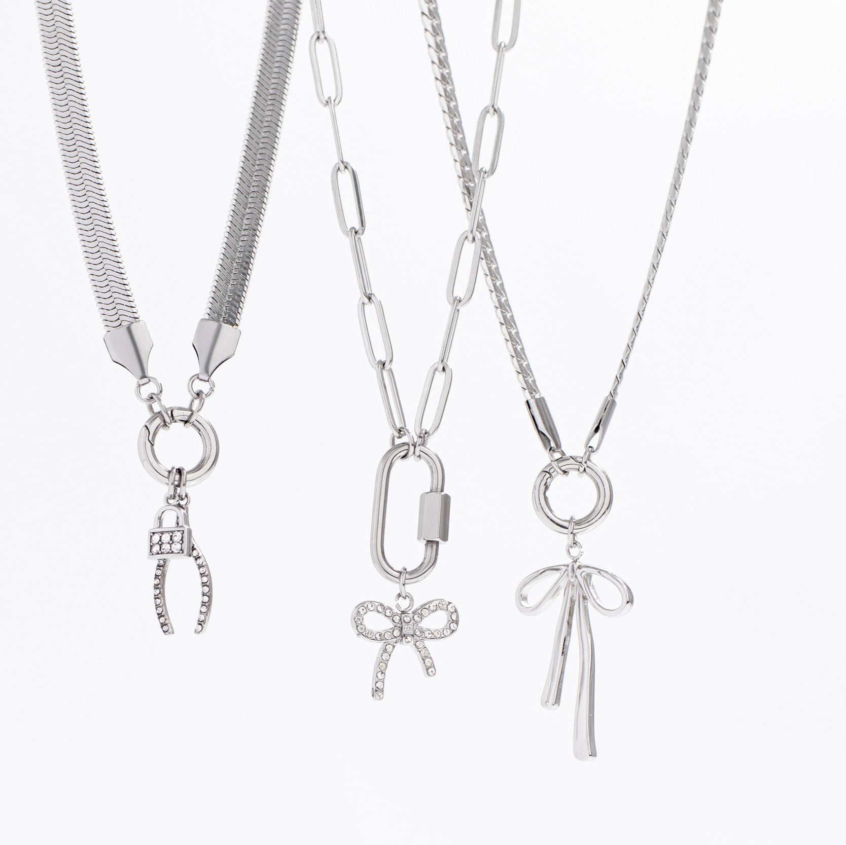 18K Gold PVD Stainless Steel Long Bow Charm / PDL0277、mySite、dreamappss