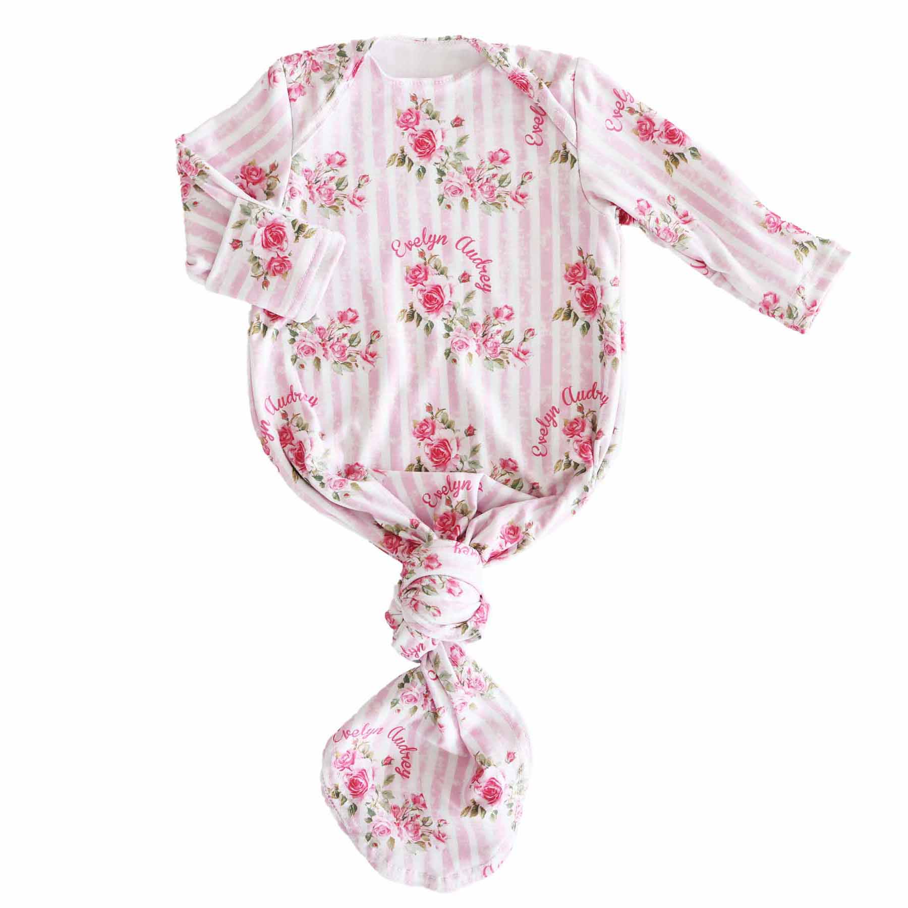  Shabby Chic Personalized Newborn Baby Knot Gown、mySite、layawaytickets