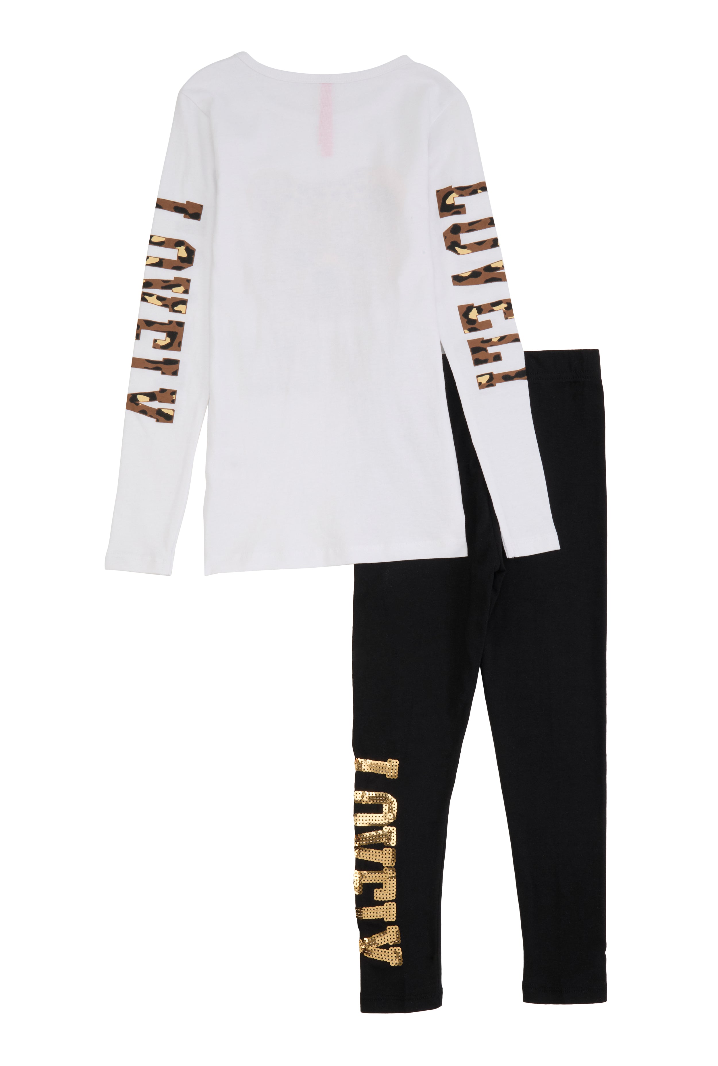 Little Girls Lovely Sequin Bear Graphic Tee and Leggings、mySite、camillekostekn