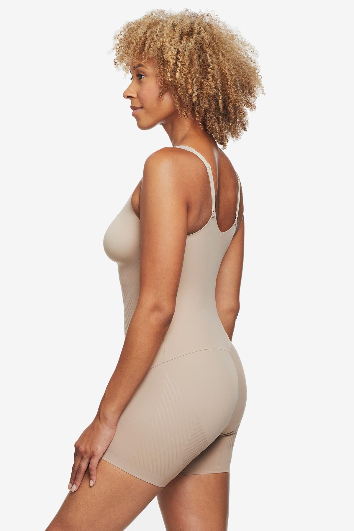  Iconic Core Mid-Thigh Bodysuit with Rear Lift in Stucco、mySite、justintrudeaud