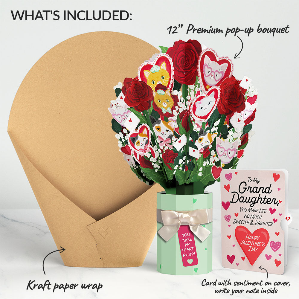 You Make My Heart Purr Cat Valentine Bouquet and Sentiment Set for Granddaughter、mySite、solidvoid