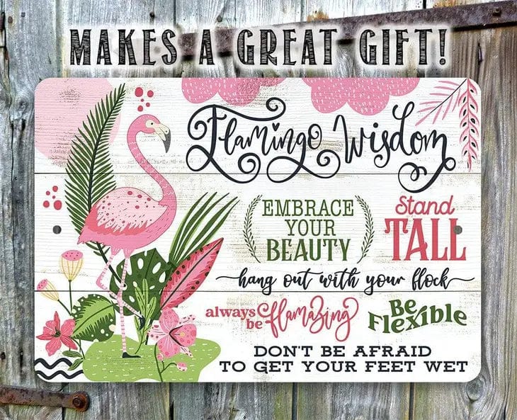 Flamingo Wisdom - Metal Sign、mySite、g9winljtr