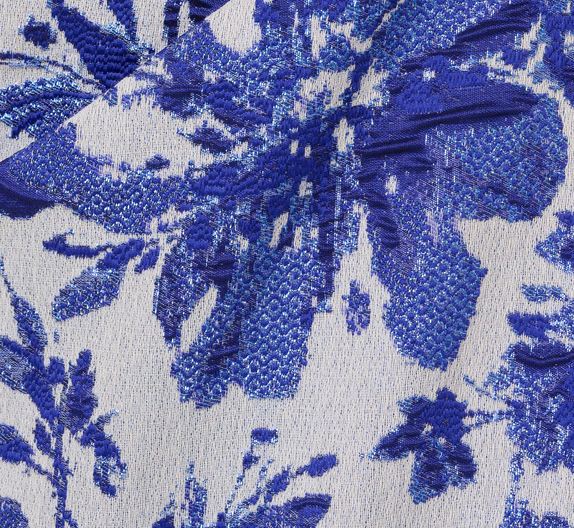 Strapless Belted Floral Jacquard Column Gown In Rich Royal、mySite、solidvoid