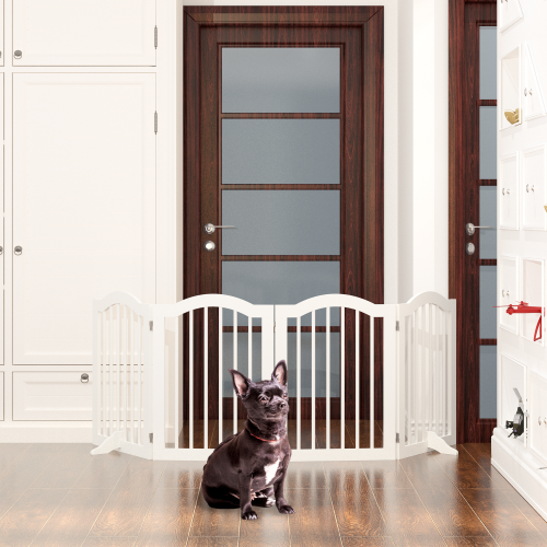 29.5-45.3" Wide Baby Gate for Stairs, Dog Gate Indoor for Doorways, No Drilling Pressure Mounted Pet Gates for Kids, Easy Walk Through Safety Gate, White、、casual