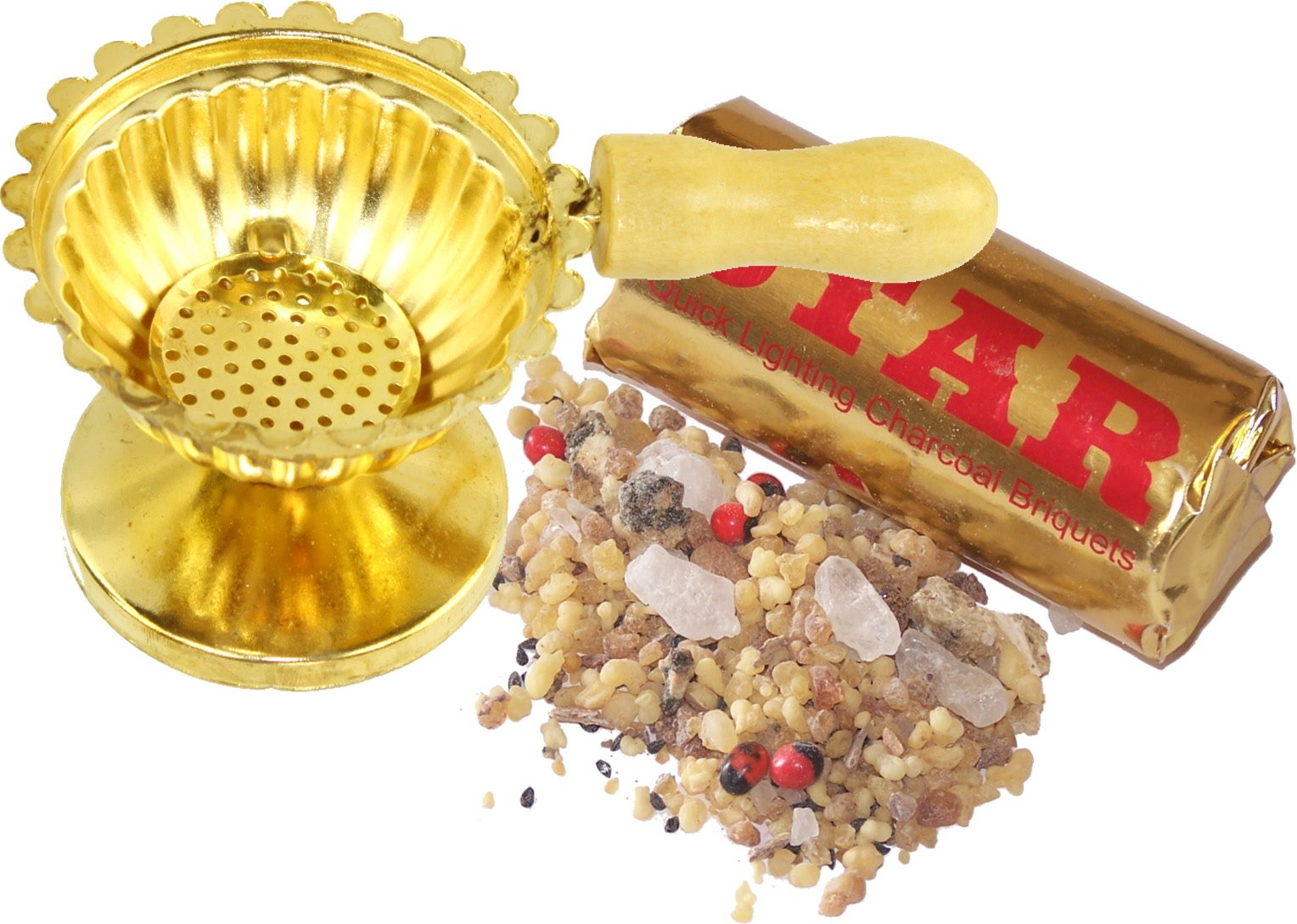 Holy Land Market Brass Incense Burner (3 Inches) - Small with Incense and Charcoal Set or kit、mySite、topwebapps