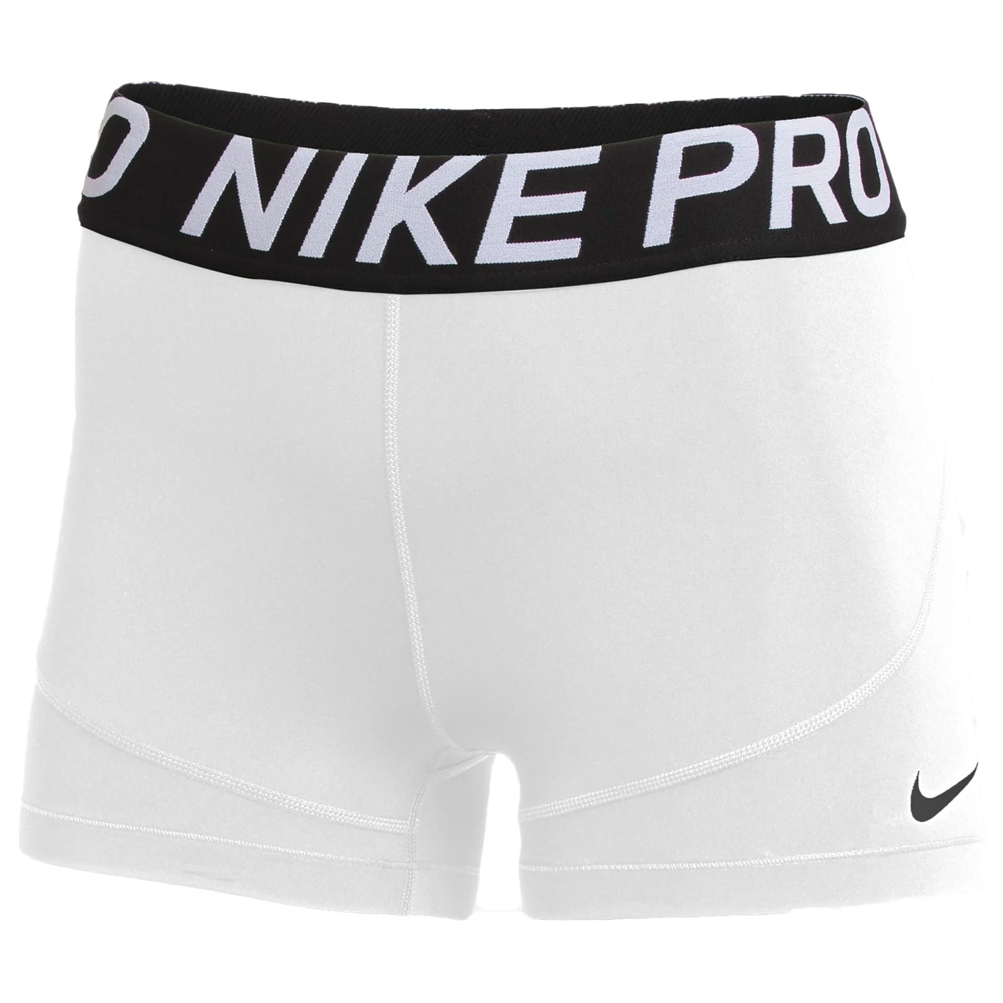 Nike Women's Pro Tight 3'' Shorts White/Black、mySite、bottomscart