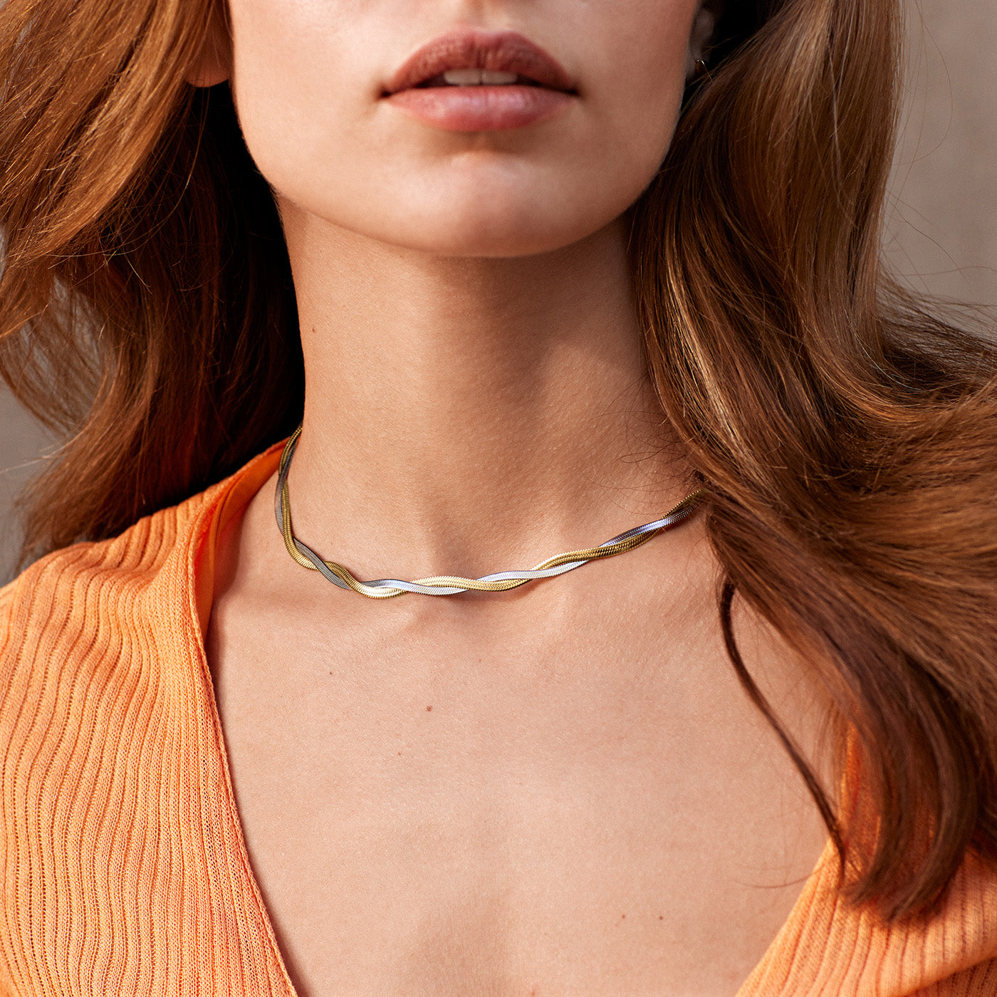  Élevé Twisted Snake Necklace, Two-Tone