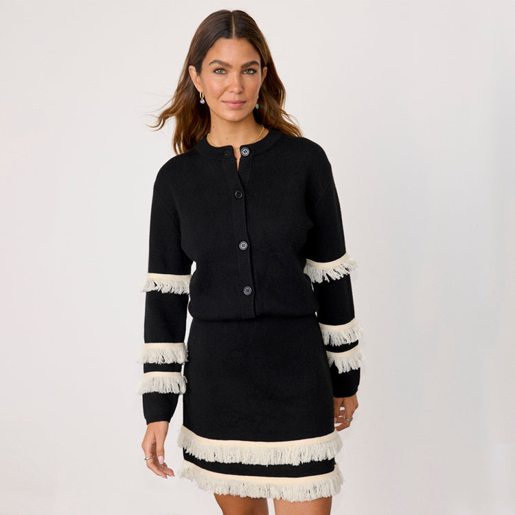 Black and Cream Fringe Holly Cardigan、mySite、solidvoid