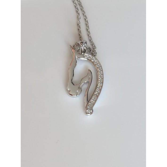 Horse Pendant with CZ in 925 Silver, Elegant and Beautiful!、mySite、g9winljtr