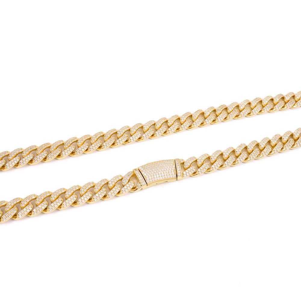14MM 2-Row Diamond Cuban Link Chain 14K Solid Gold、mySite、hinf8tx79