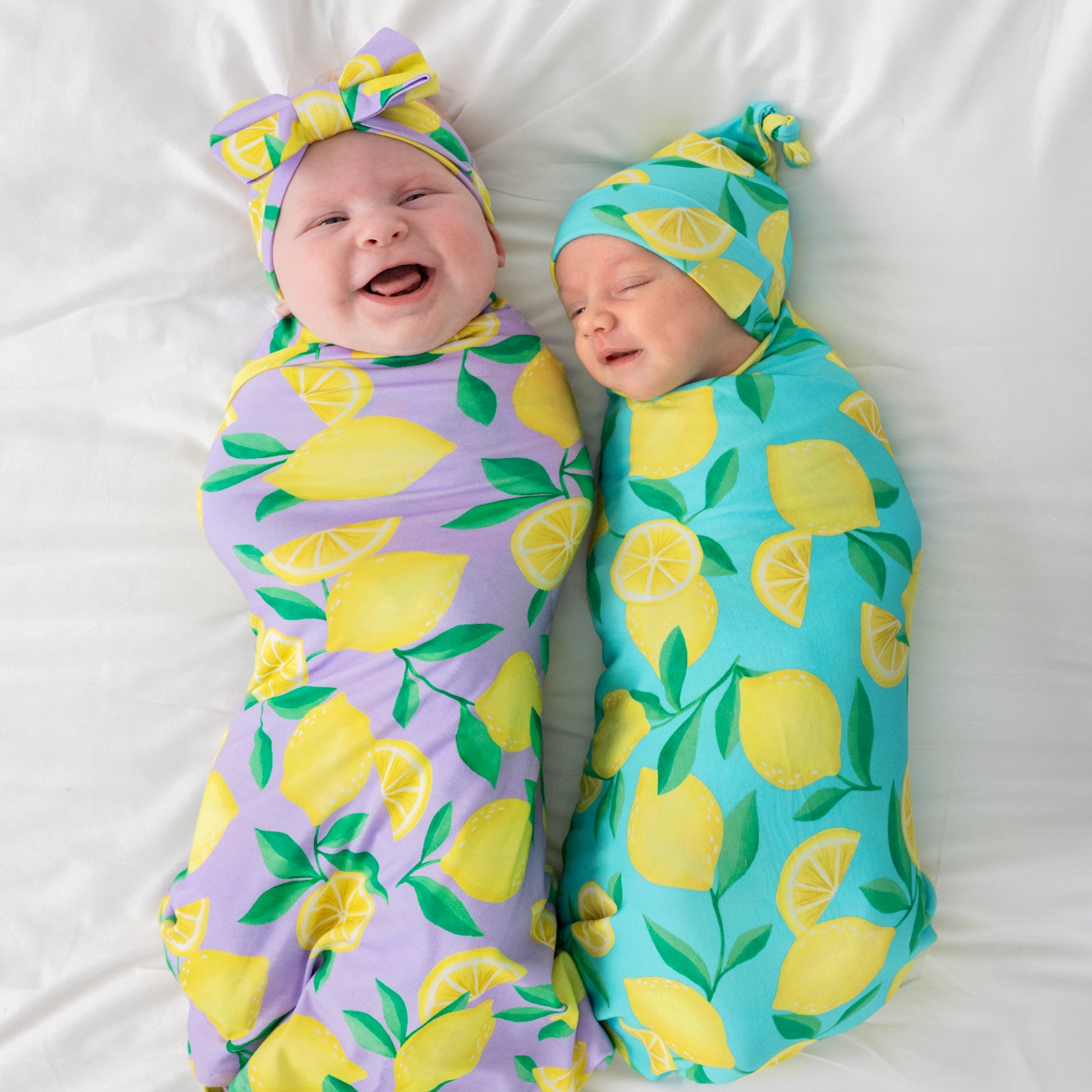 Lavender Sunny Citrus Swaddle & Luxe Bow Headband Set、mySite、g9winljtr