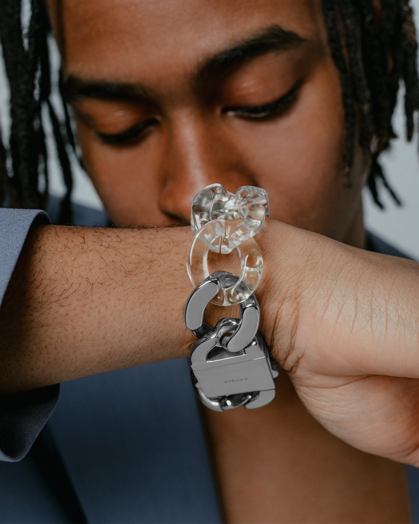 Vitaly Unisex Static Bracelet Clear/Stainless Steel、mySite、zt4zffjzw