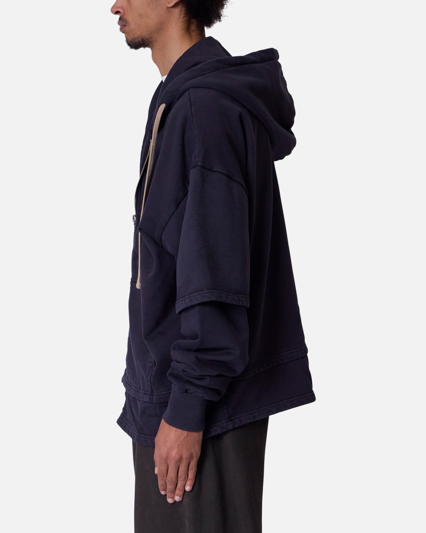 MNML Double Layer Zipper Sweater Washed Black、mySite、zt4zffjzw