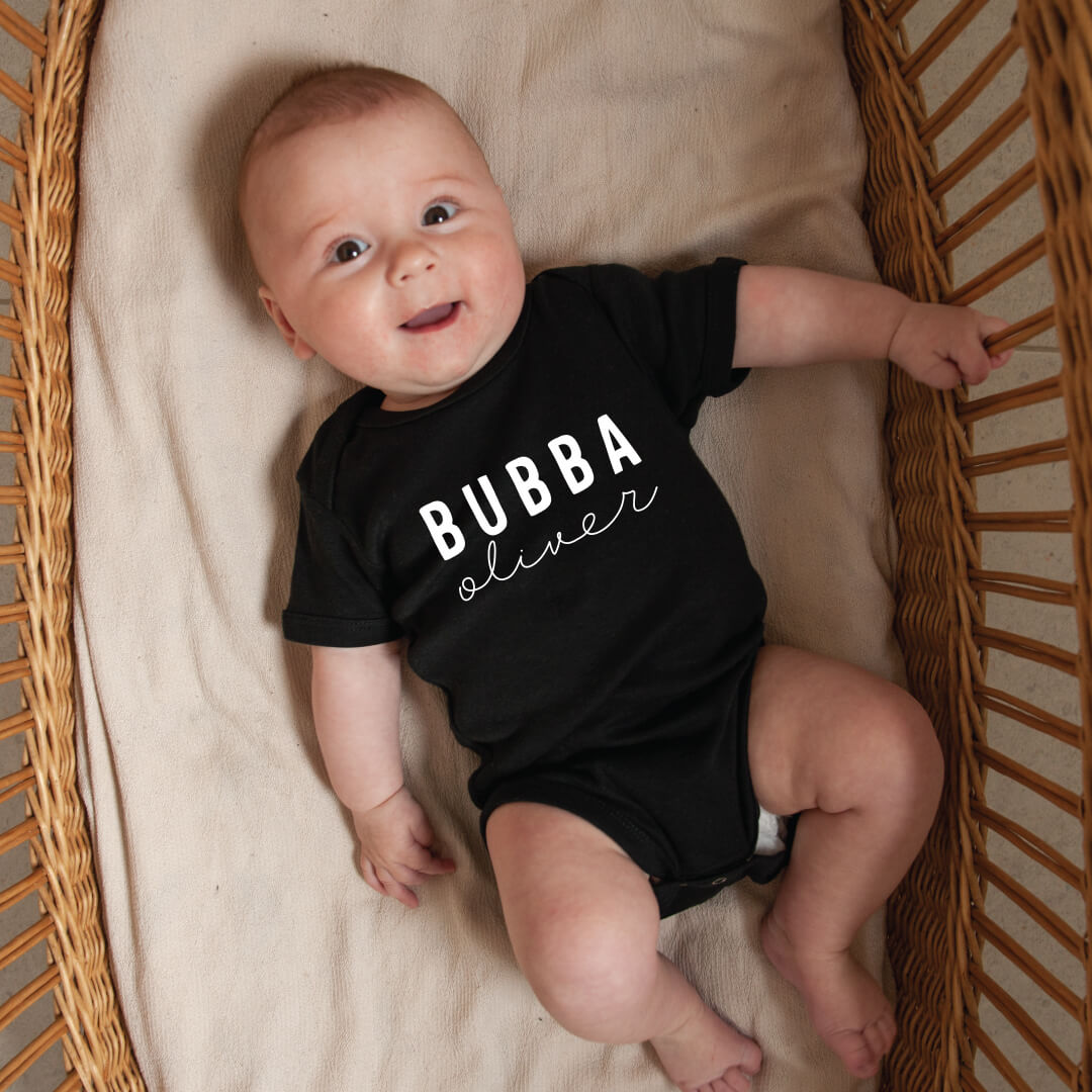  Bubba Personalized Graphic Bodysuit | Black、mySite、layawaytickets