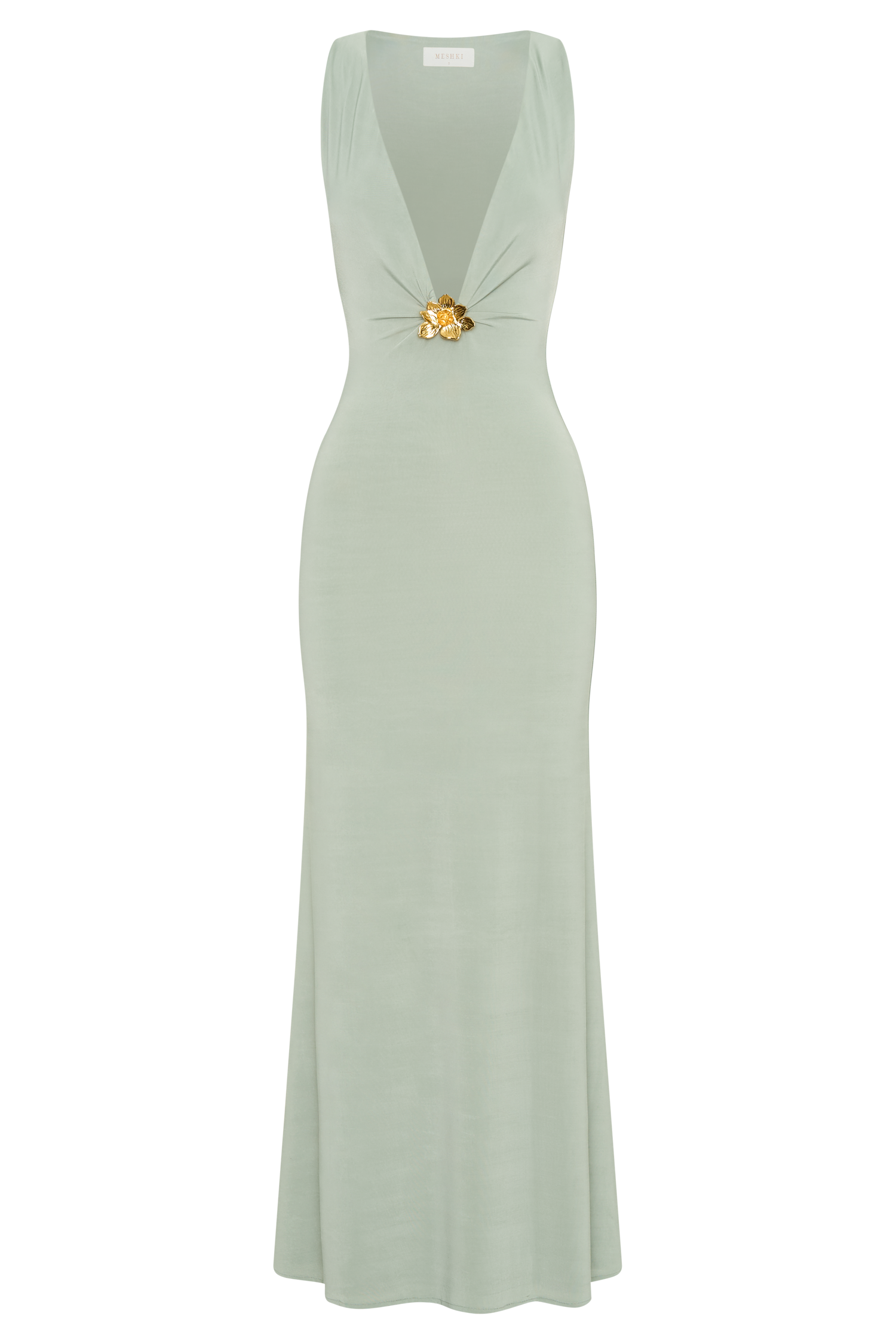 Beck Plunge Maxi Dress With Floral Hardware - Basil、mySite、solidvoid