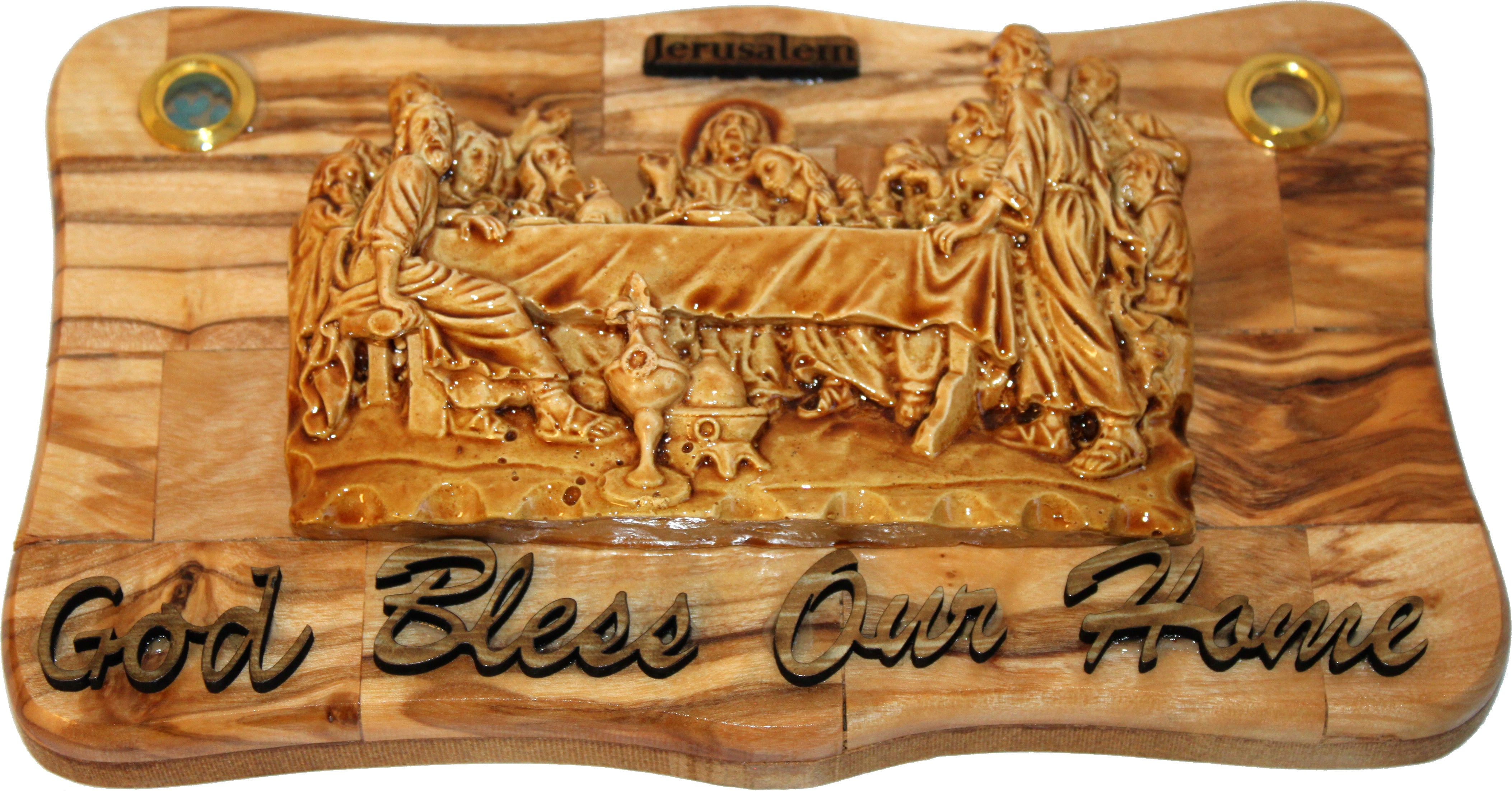 OLive wood Last Supper Plaque Hand Made in Bethlehem Holy Land with Alabaster / Ceramic clay、mySite、topwebapps