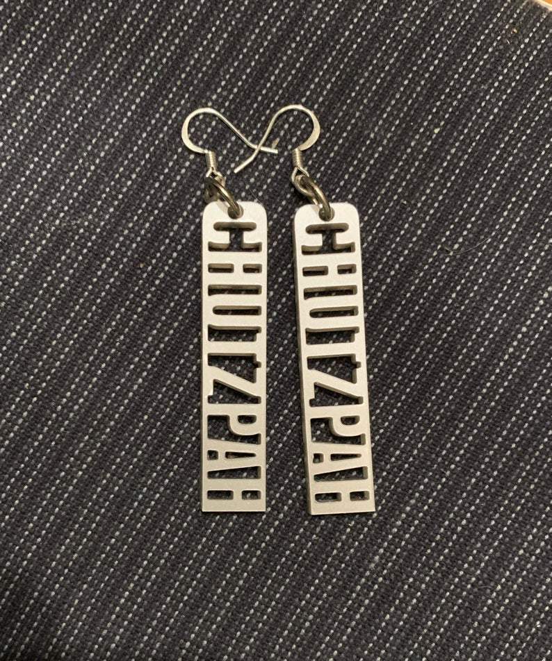 Chutzpah Laser-cut Acrylic Dangle Earrings - Gold or Silver、mySite、topwebapps