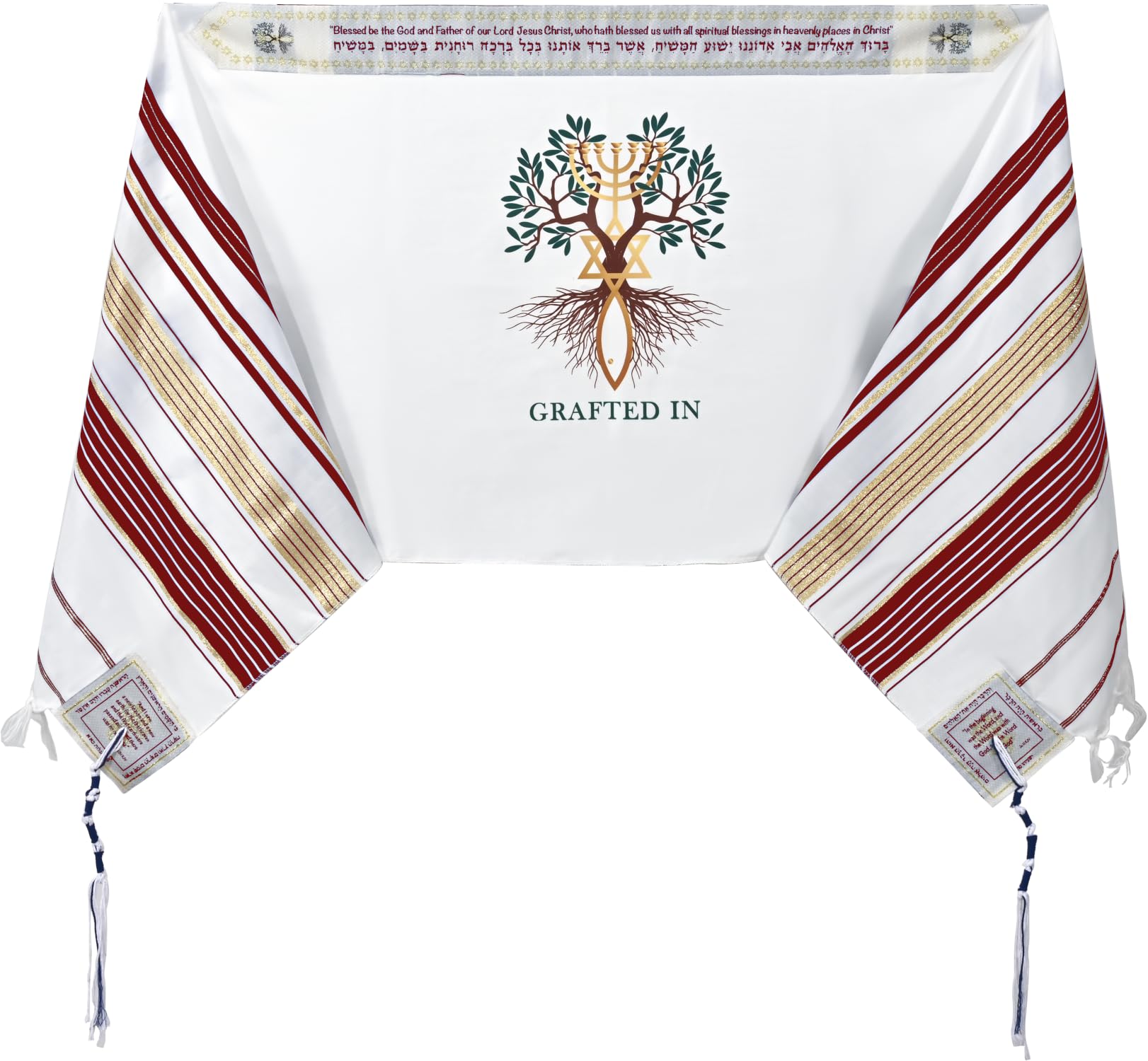  Holy Land Market Grafted IN - Messianic Christian Prayer Shawl/Tallit Prayer Shawl - Creation and Restoration Talit、mySite、elrpsem3k