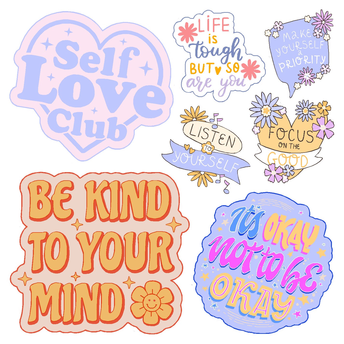  Self Love Club Vinyl Sticker Decal Set、mySite、ghnorth
