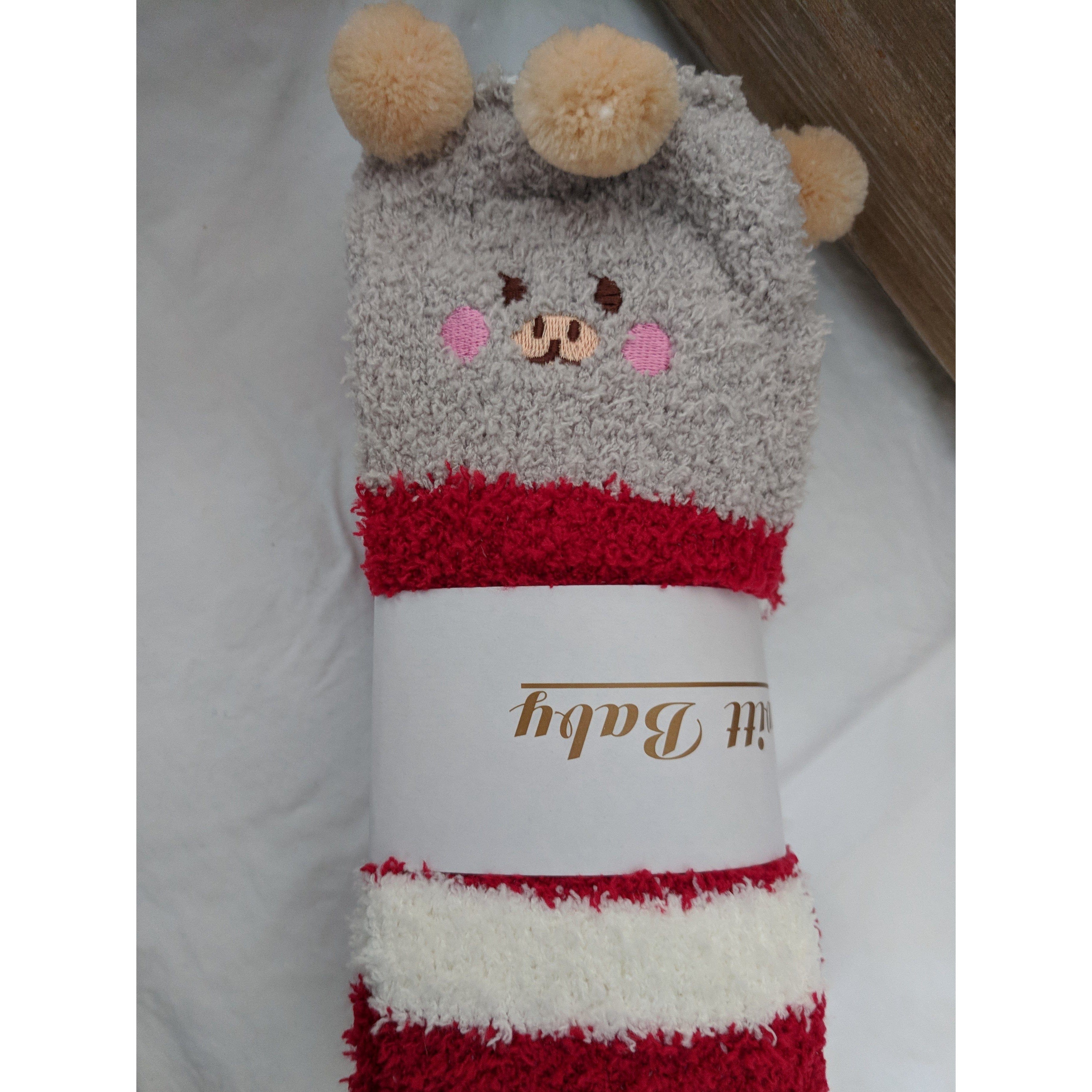 Thigh High Fuzzy Plush Socks, Leggings Adorable Animals to Keep Legs Warm! *、mySite、g9winljtr