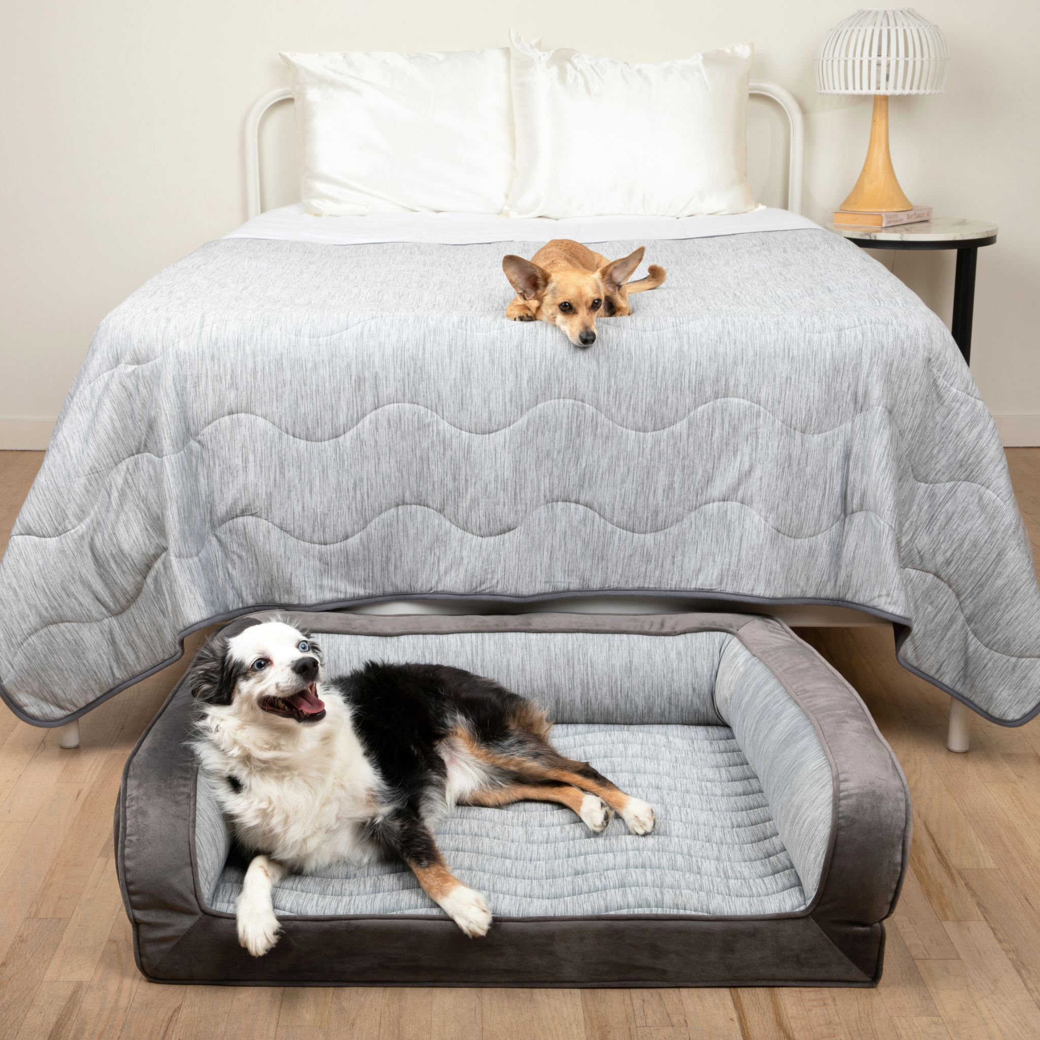 PupChill™ Cooling Bolster Dog Bed + Waterproof Blanket Bundle - Arctic Grey、mySite、solidvoid