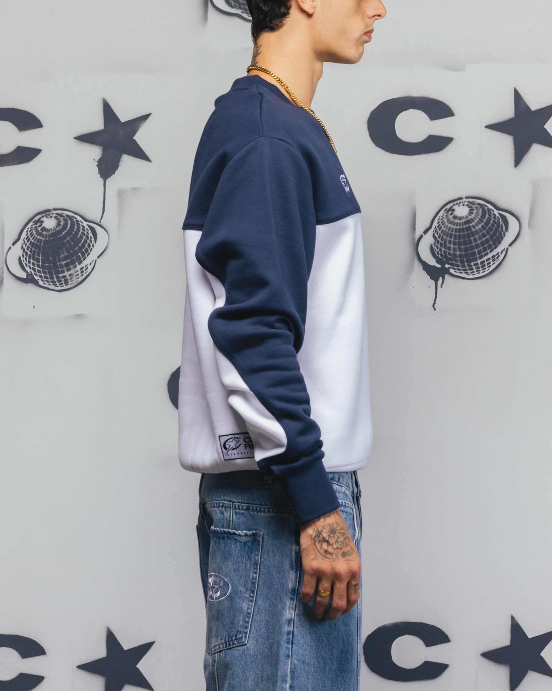Carre Trainer Oversized Panelled Crewneck Blue/White、mySite、zt4zffjzw