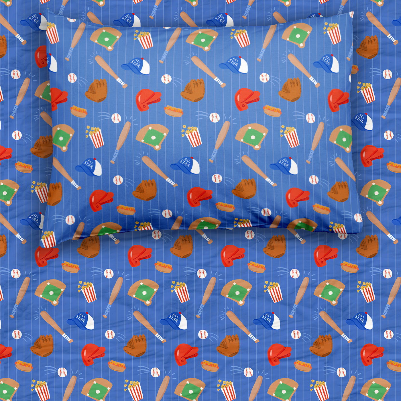 Blue All Stars Twin Sheet Set、mySite、g9winljtr