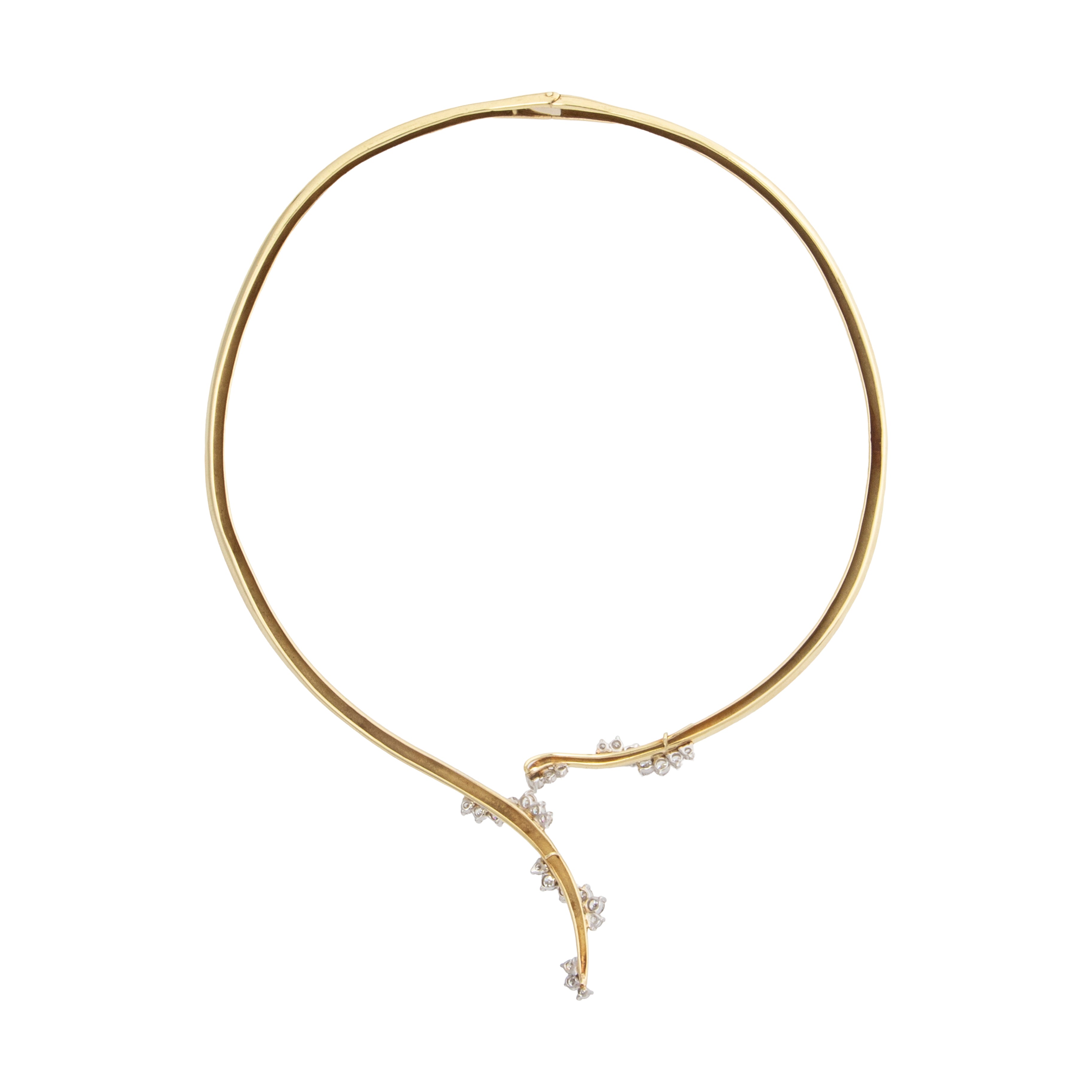 Vintage 14k Yellow Gold 1.84cttw Diamond Glittering Collar Necklace 14.5、mySite、hinf8tx79