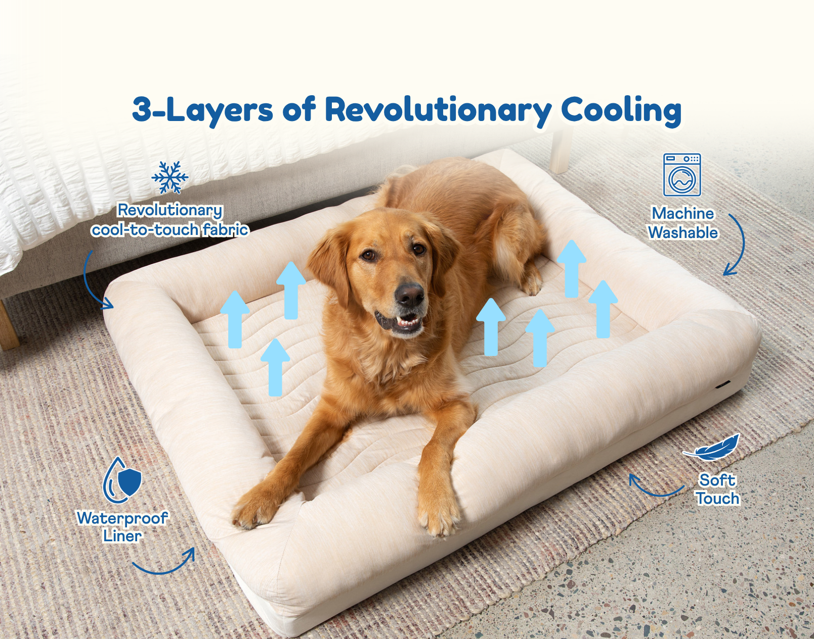 PupChill™ Cooling 4-Bolster Dog Bed - Arctic Sand、mySite、solidvoid