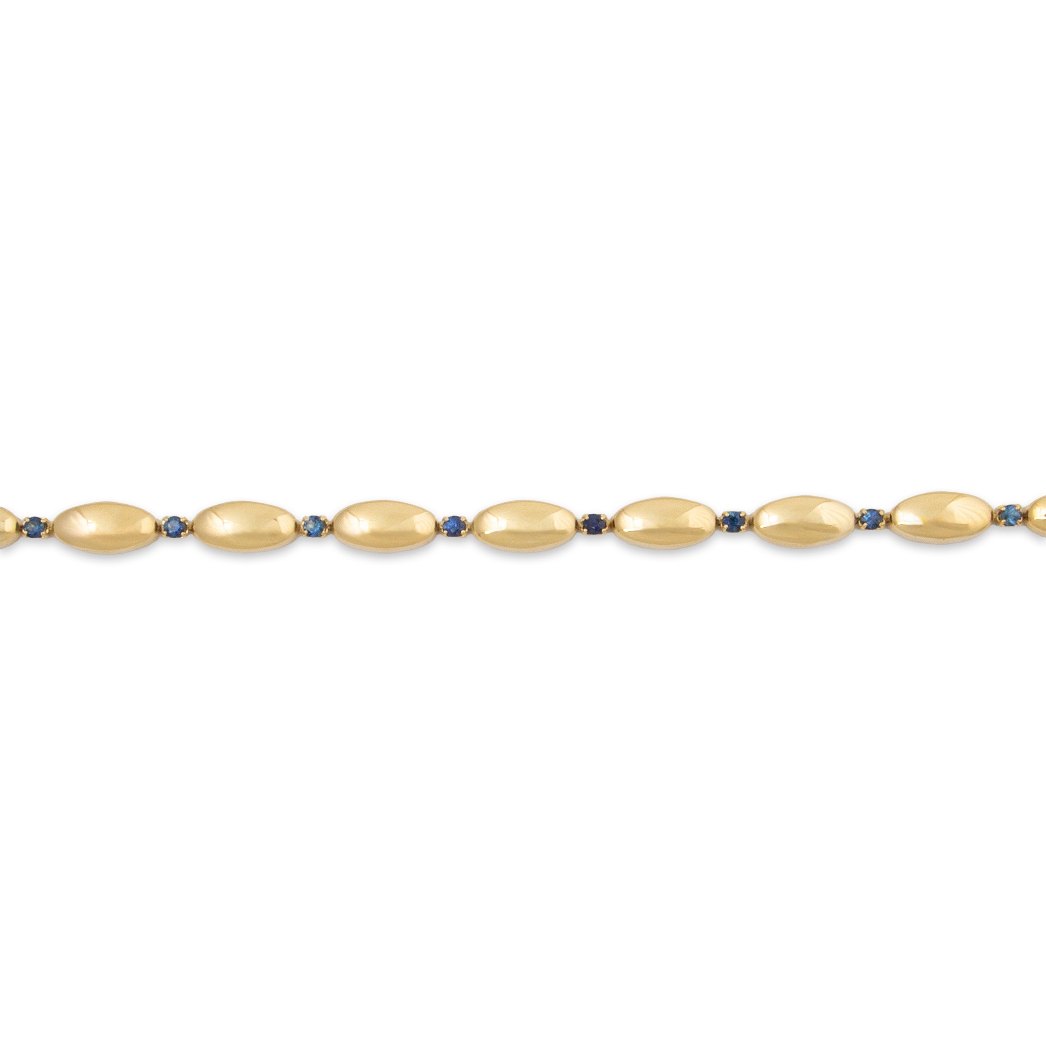 Vintage Italian 14k Yellow Gold Blue Sapphire Oblong Line Bracelet 6、mySite、hinf8tx79