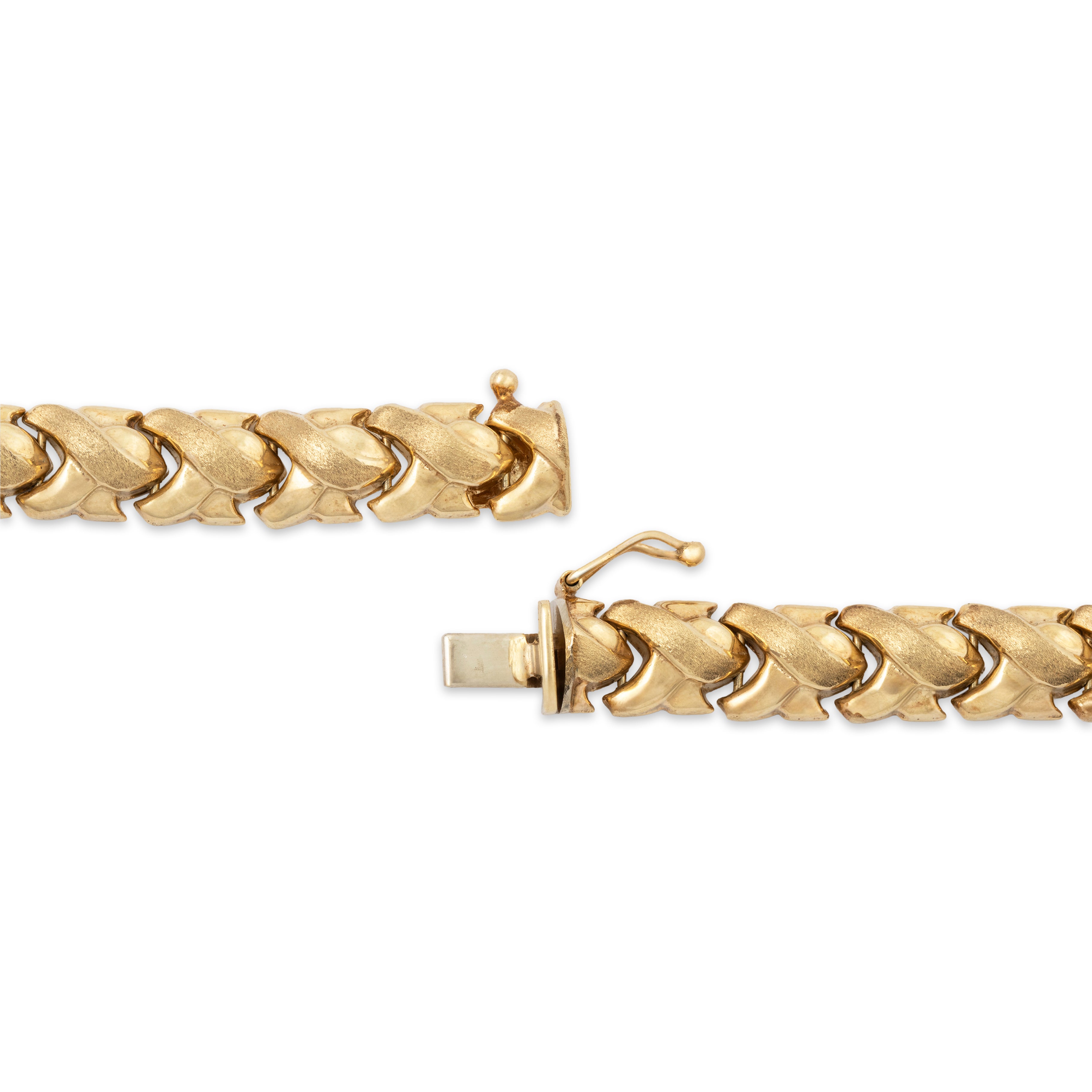 Vintage 10k Yellow Gold Dual-Textured Crisscross Link Bracelet 7.25、mySite、hinf8tx79