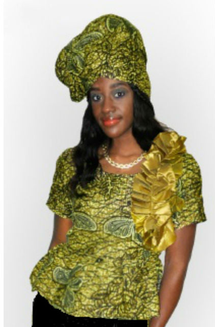 Olive African Print Top-DP2407TP、mySite、solidvoid