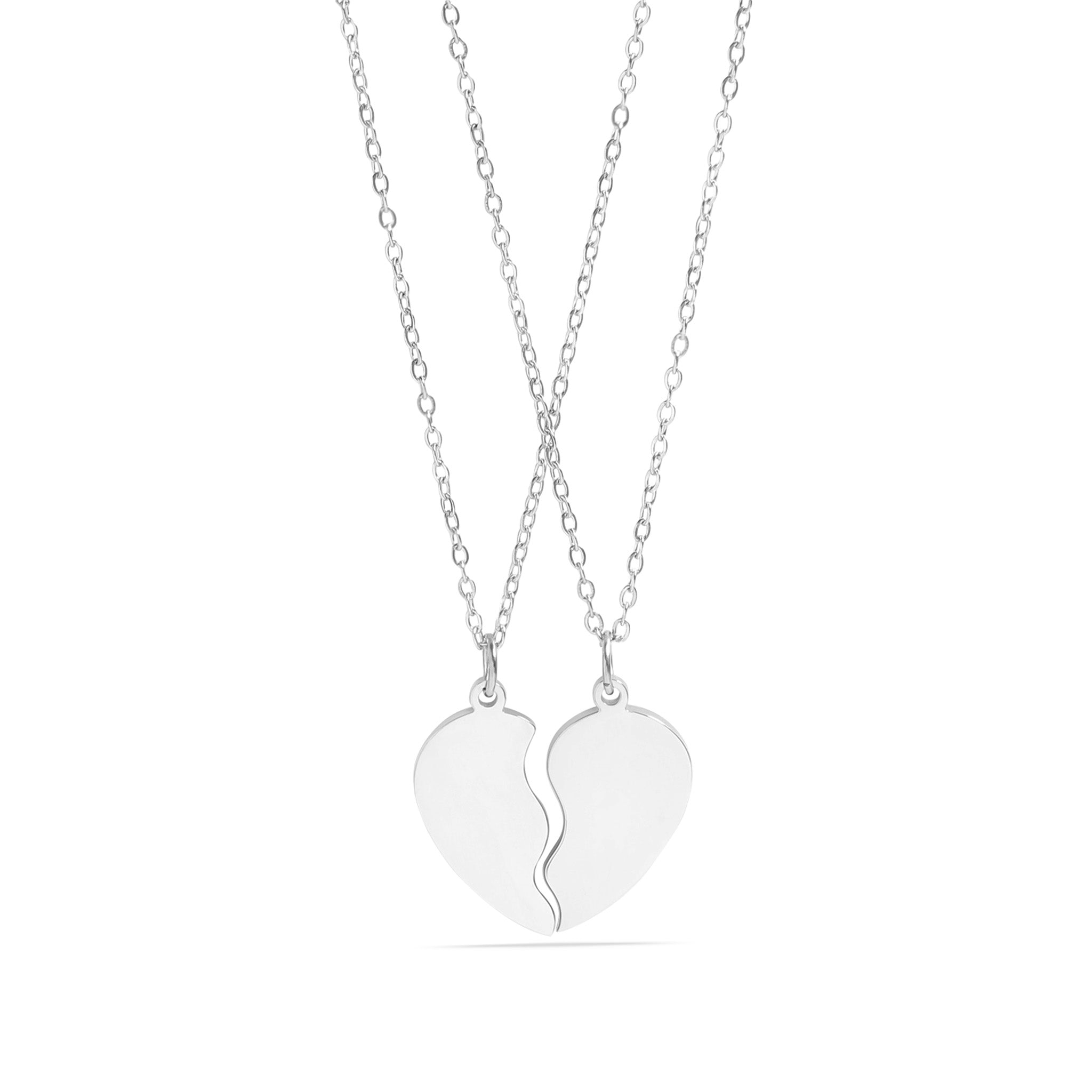 18K Gold PVD Stainless Steel Break Apart Engravable Blank Heart Necklace Set / SBB0282、mySite、dreamappss