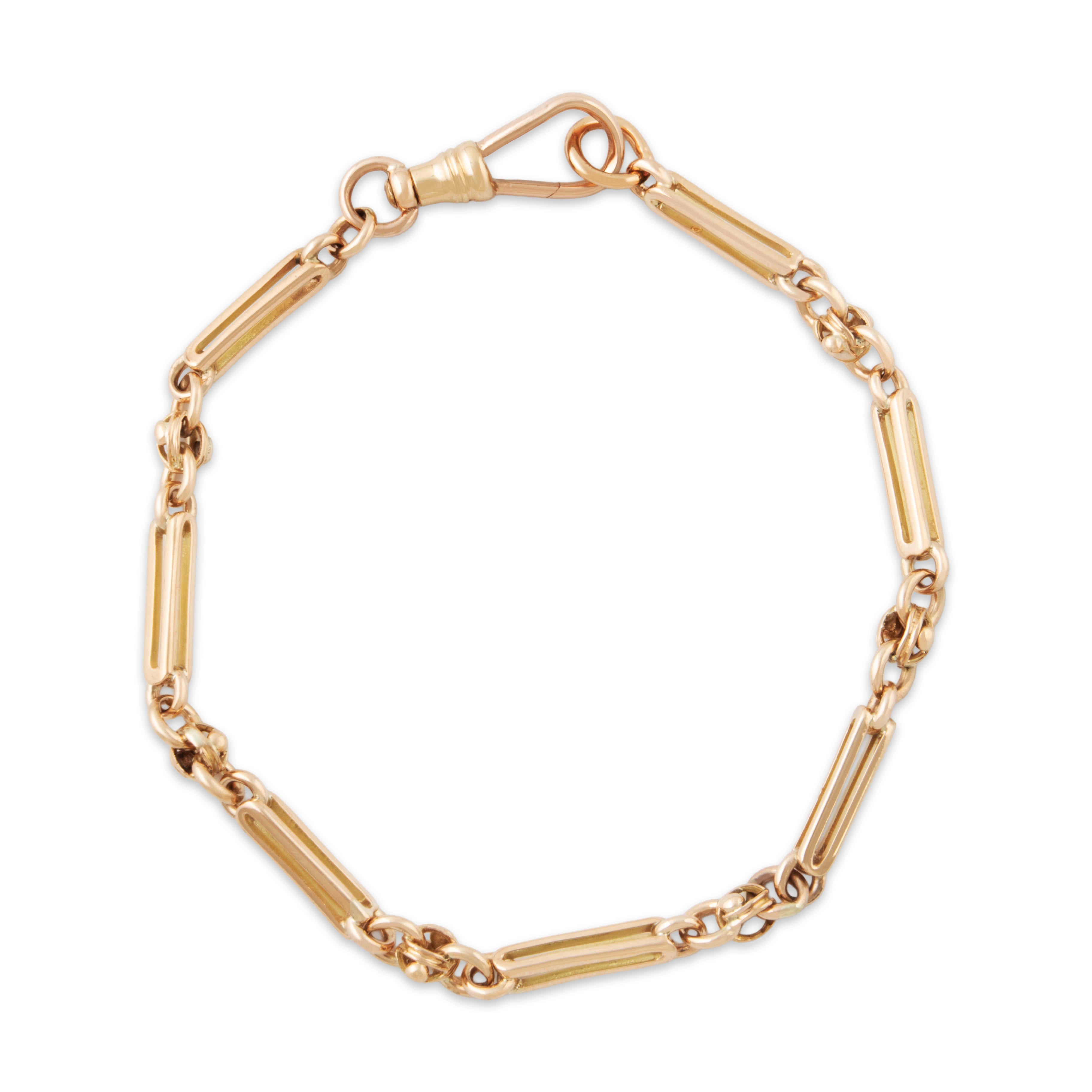 Antique 10k Rosy Yellow Gold Three-Dimensional Geometric Link Bracelet 7.75、mySite、hinf8tx79