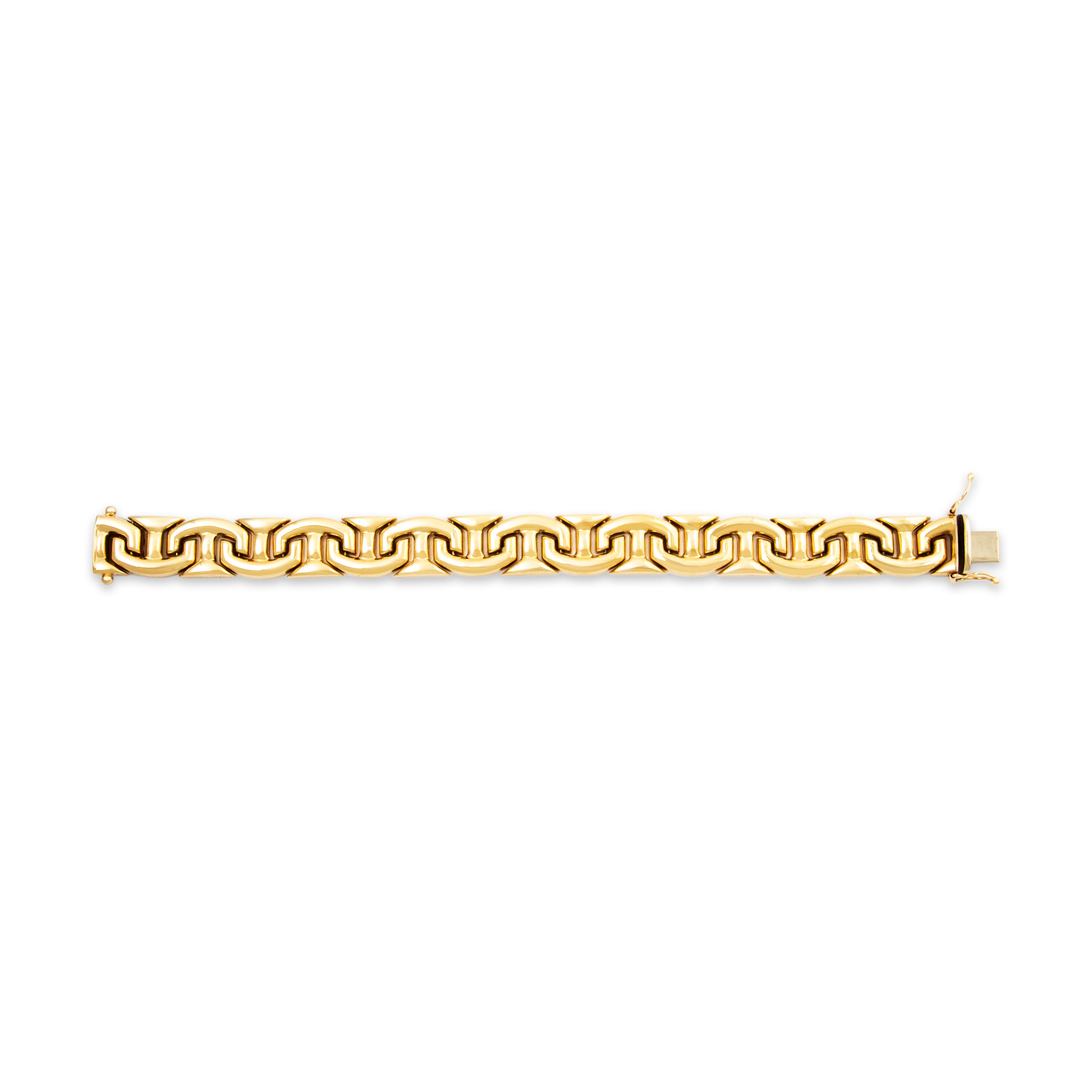 Vintage Italian 14k Yellow Gold Wide Interlocking Links Bracelet 6.75、mySite、hinf8tx79