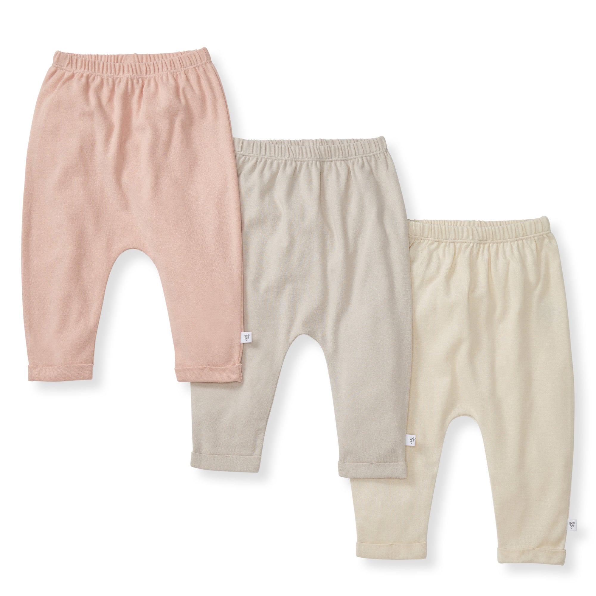Solid Organic Cotton Baby Pants 3 Pack - Pink Sand、mySite、g9winljtr