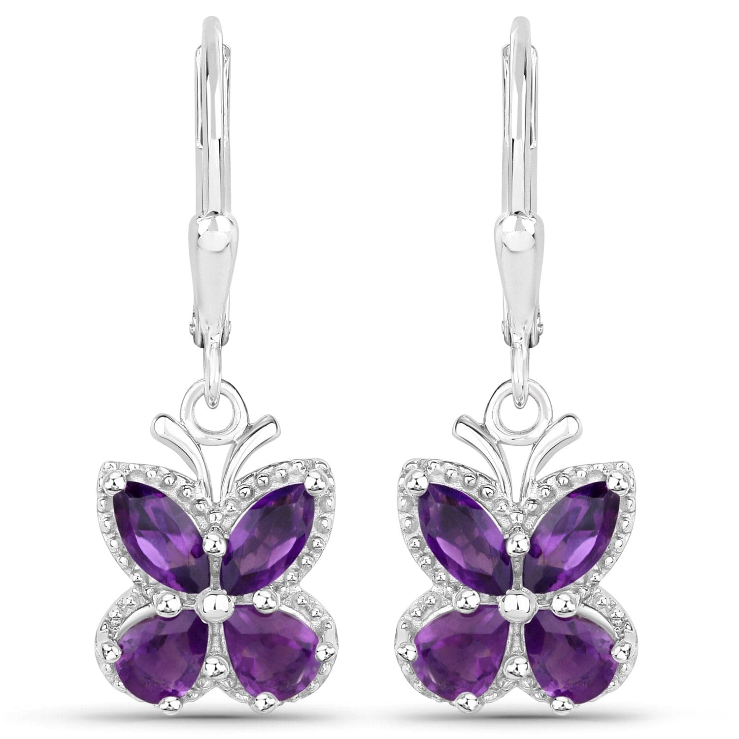 Gemstone Butterfly Earrings in Sterling Silver-Amethyst, Garnet, Peridot or Topaz、mySite、g9winljtr