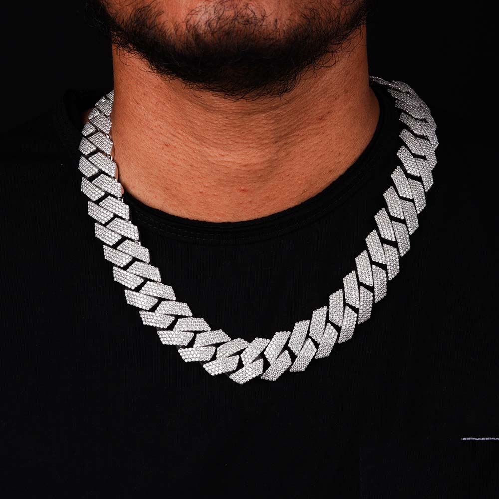 Custom Clasp 4 Row 20MM Moissanite Cuban Link Chain 14K Gold、mySite、hinf8tx79