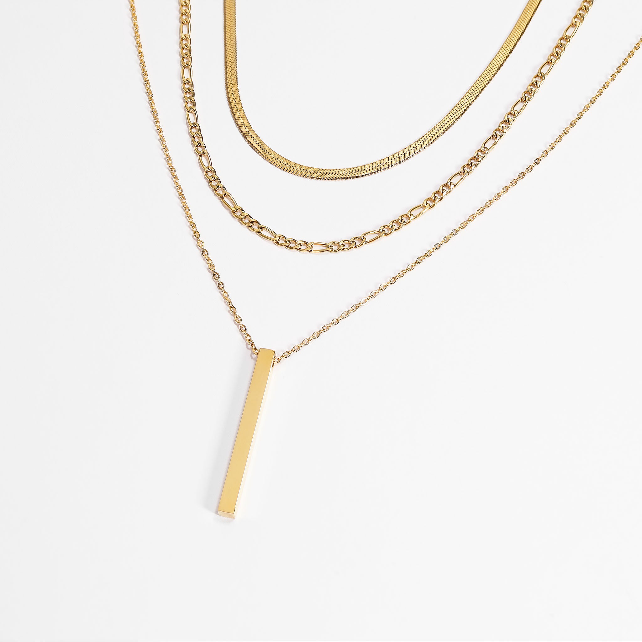 45 pc 18K Gold PVD Vertical Bar Layered Necklace Set / BND0030、mySite、dreamappss