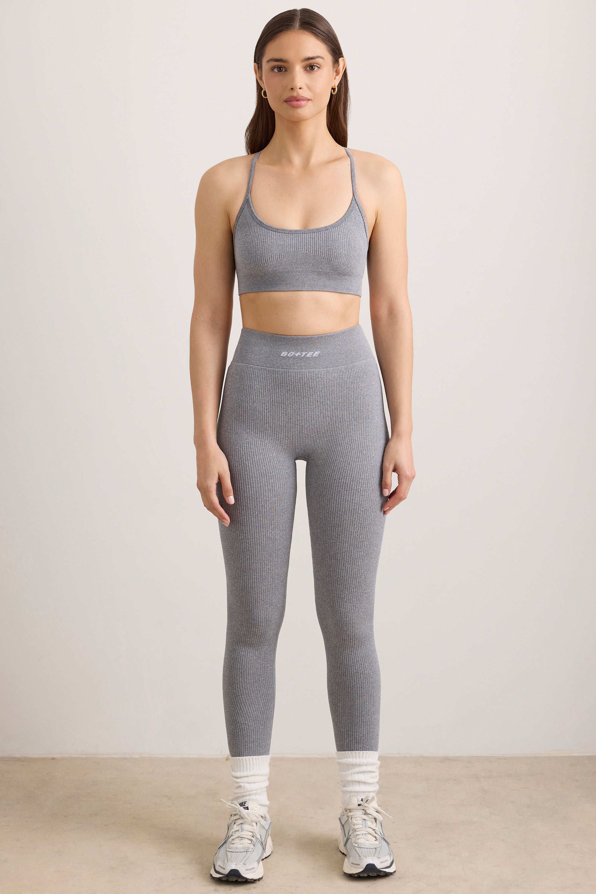 FlexiRib High Waist Leggings in Grey Melange、mySite、solidvoid