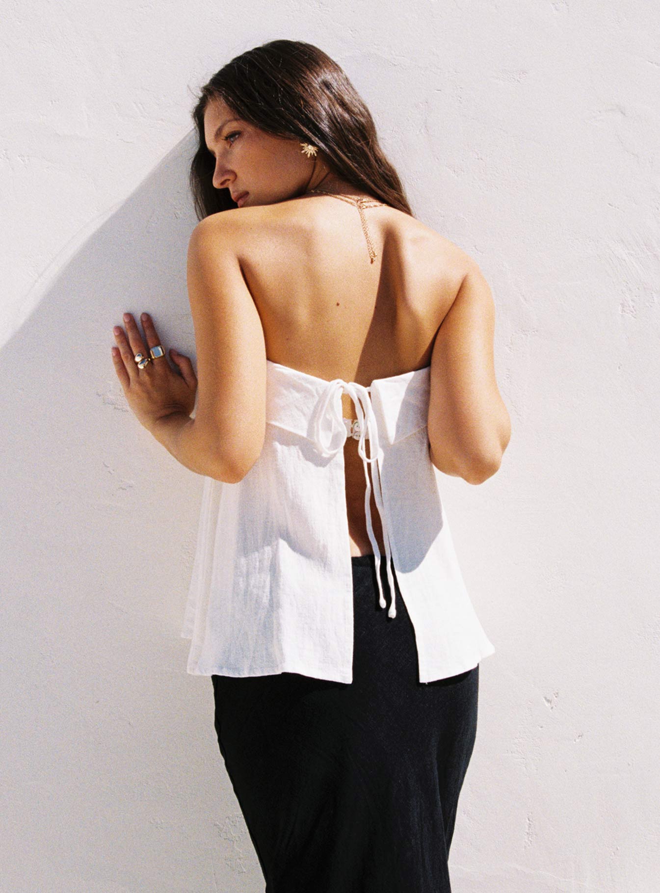 Ethel Strapless Linen Top White、mySite、solidvoid