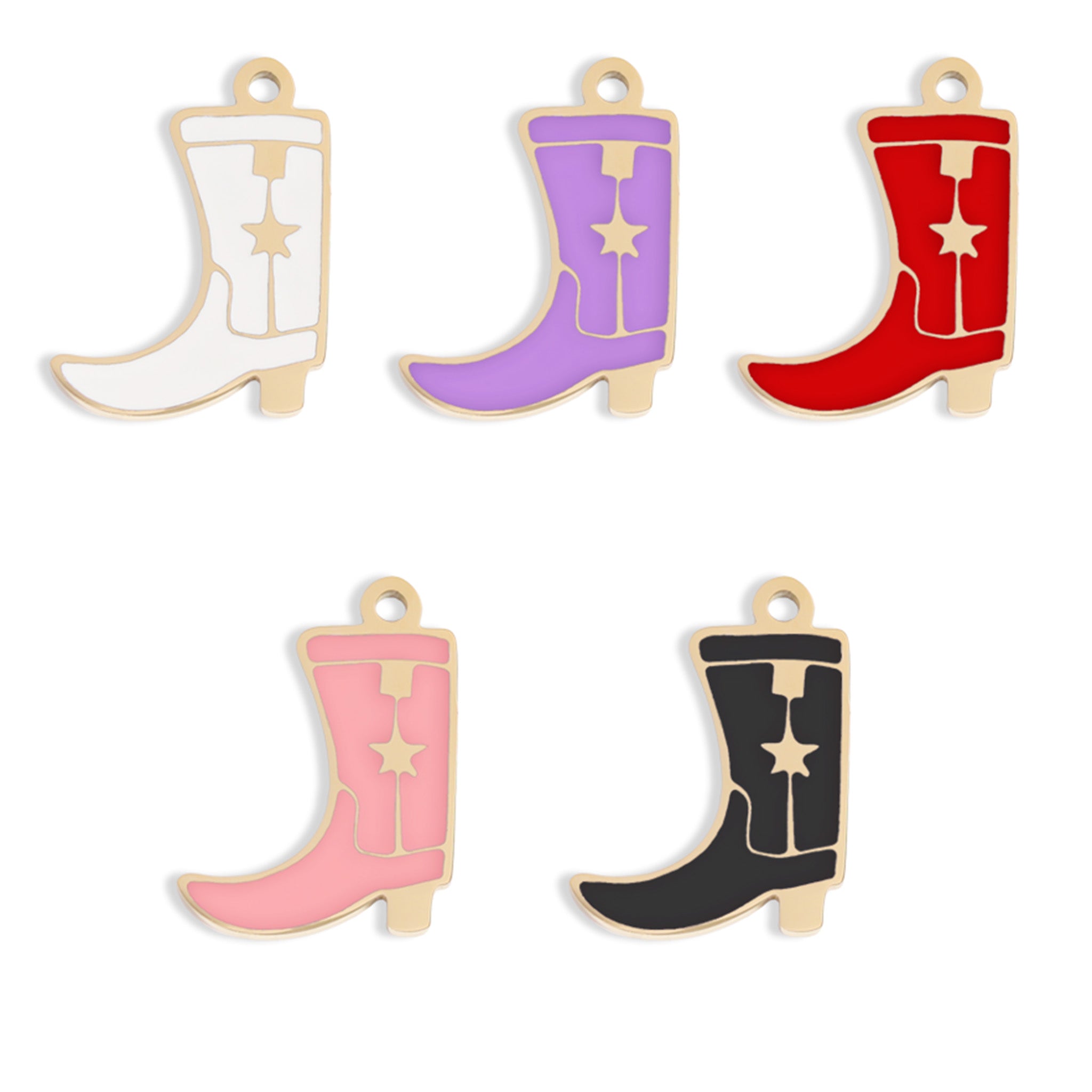 18K Gold PVD Stainless Steel Epoxy Cowboy Boot Charm / PDL0207、mySite、dreamappss
