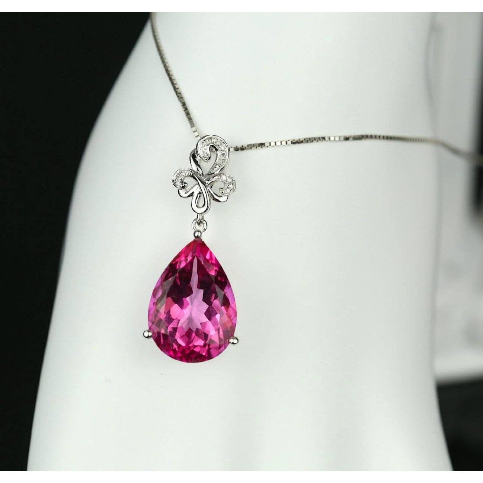 Pink Topaz, 14.25ctw Necklace with Diamonds in 18K Gold、mySite、g9winljtr