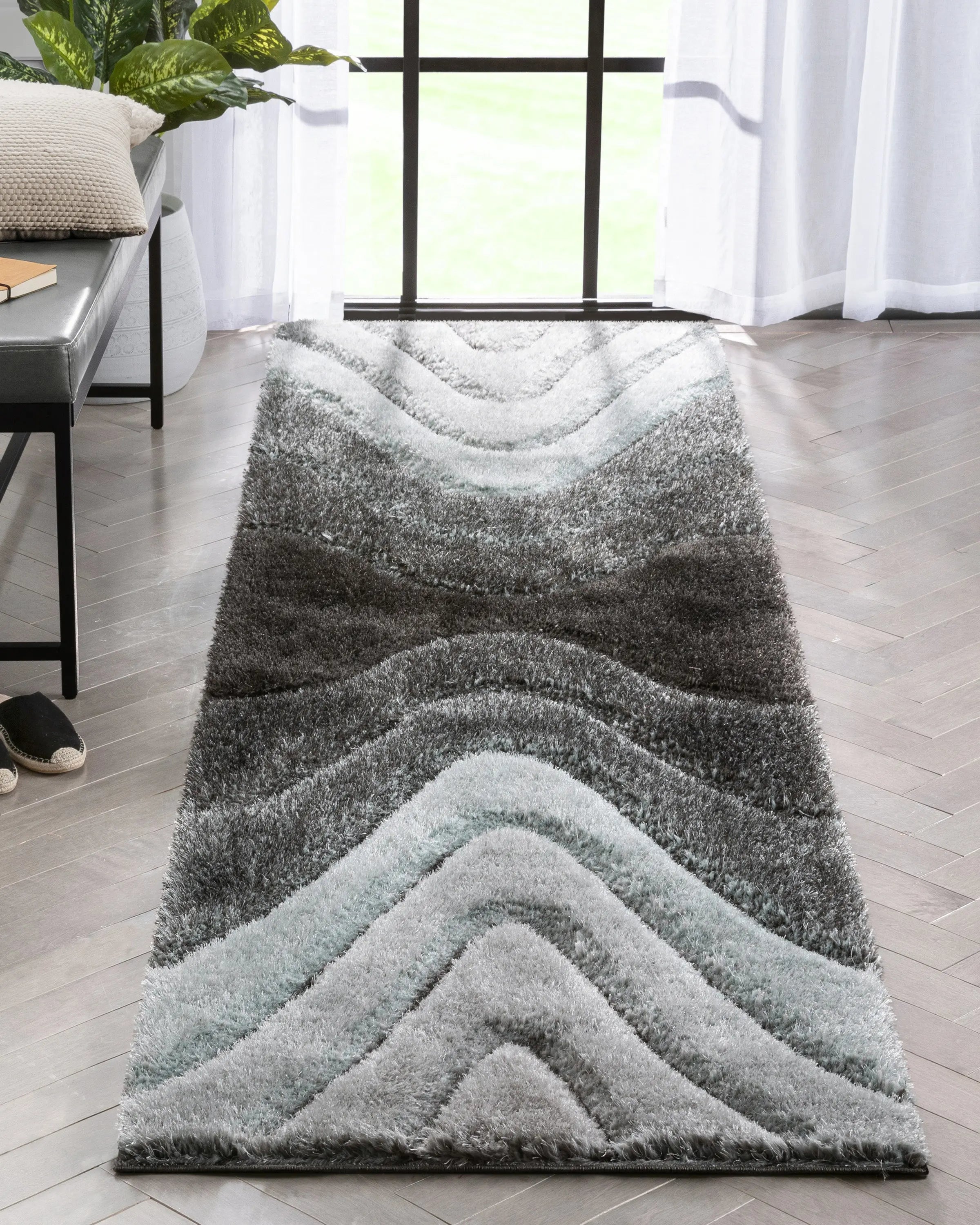 Luz Modern Geometric Light Blue 3D Textured Thick & Soft Shag Rug、mySite、gigharbornorthrealestate