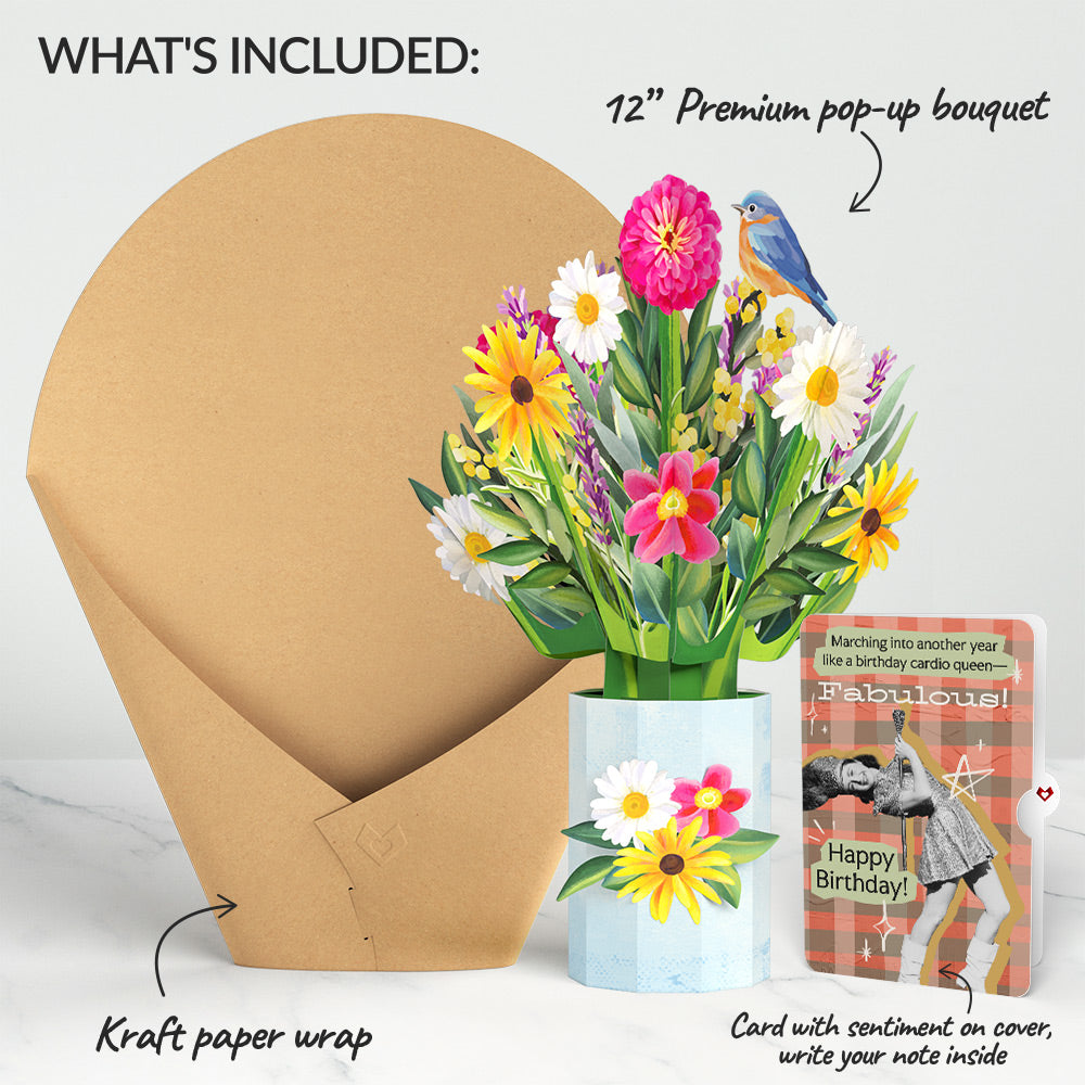 Black-Eyed Susan Birthday Bouquet and Cardio Queen Sentiment Set、mySite、solidvoid