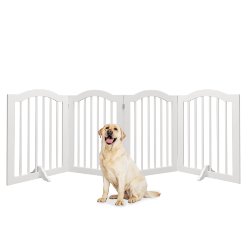 29.5-45.3" Wide Baby Gate for Stairs, Dog Gate Indoor for Doorways, No Drilling Pressure Mounted Pet Gates for Kids, Easy Walk Through Safety Gate, White、、casual