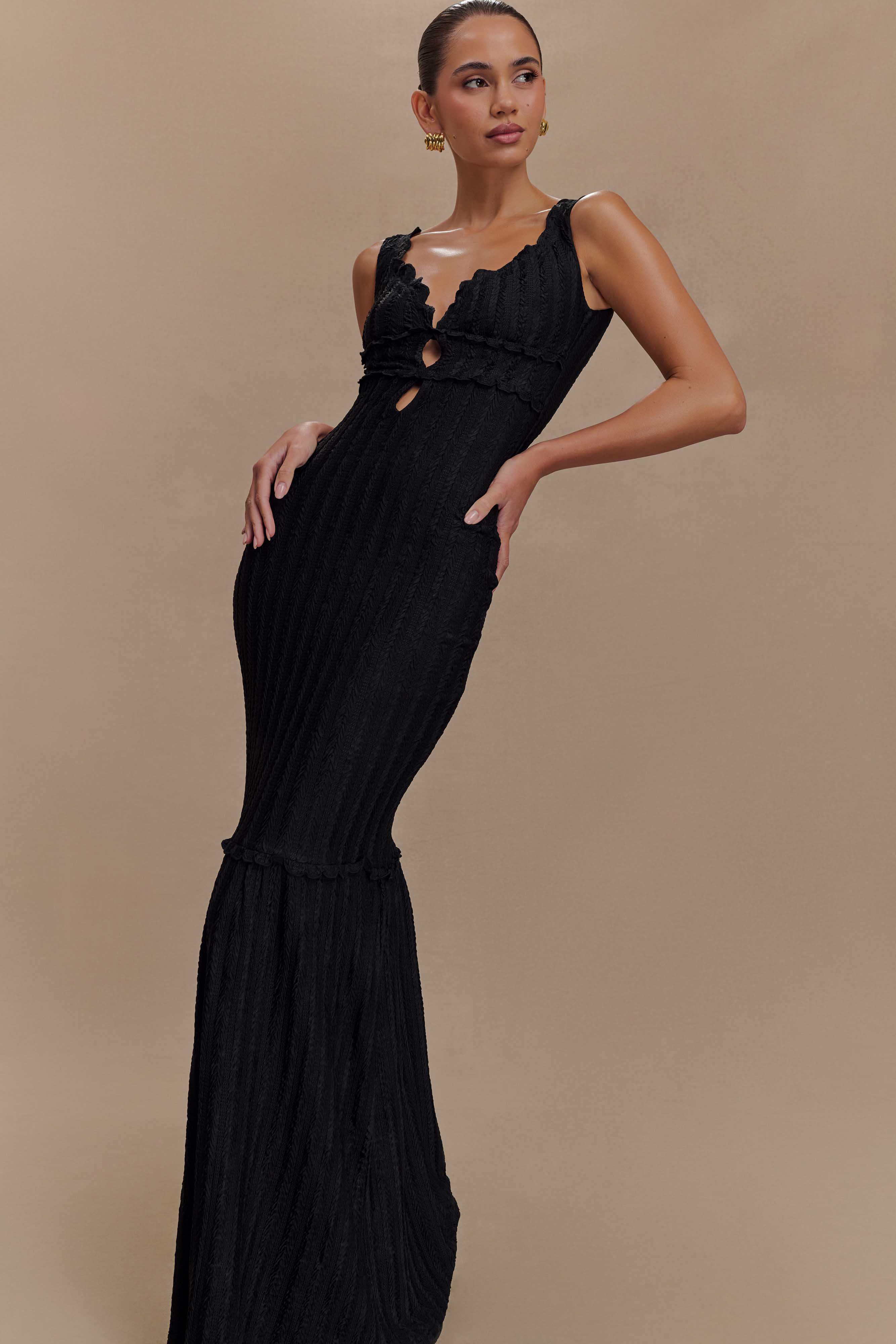 Natalie Off Shoulder Maxi Dress - Black、mySite、solidvoid